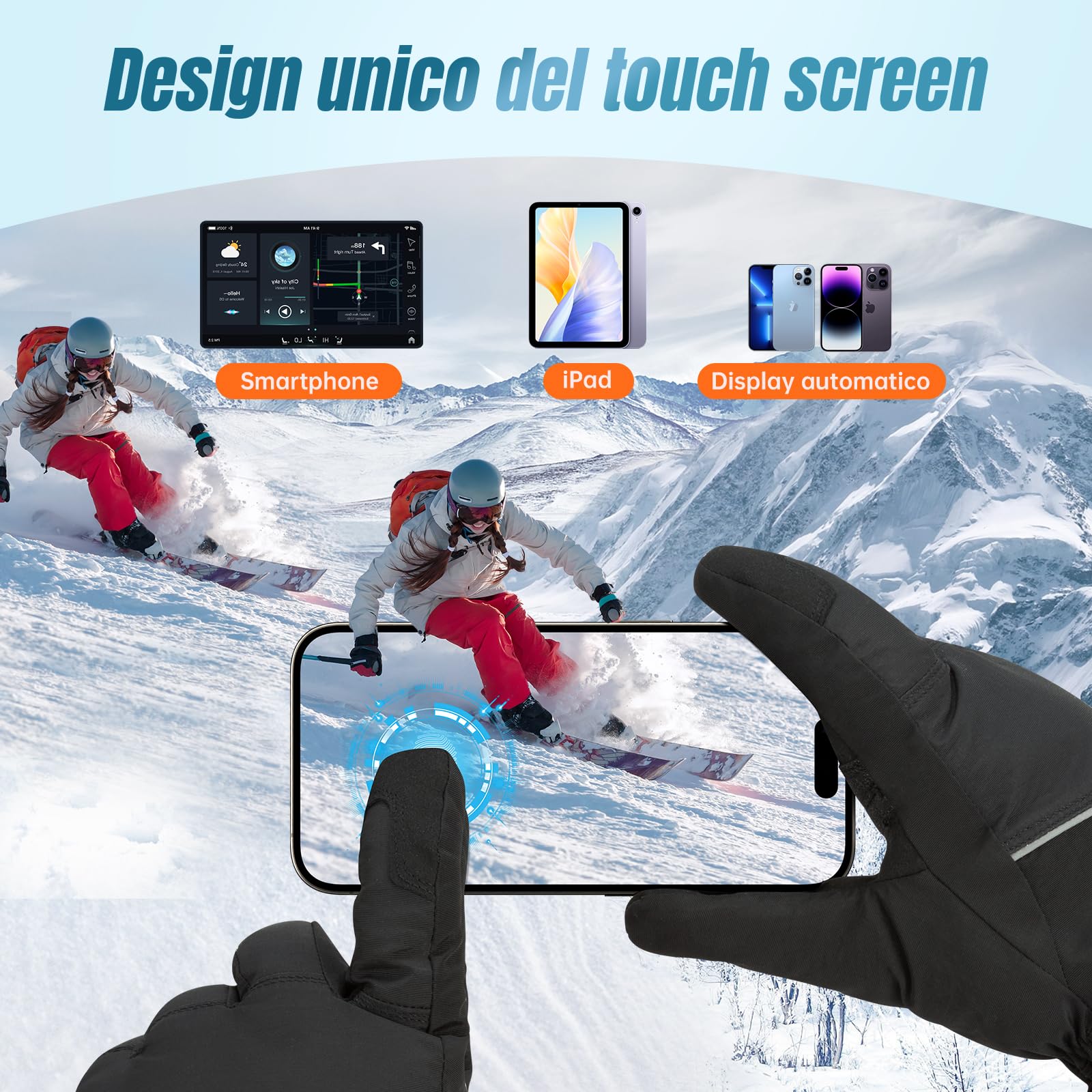 Guanti Riscaldabili Donna Uomo, guanti Riscaldati da 7,4 V con Touchscreen, Impermeabile e Antiscivolo Aggiornato guanti Moto Invernali per Lavori All'aperto, Escursionismo, Caccia, Sci, Raynaud