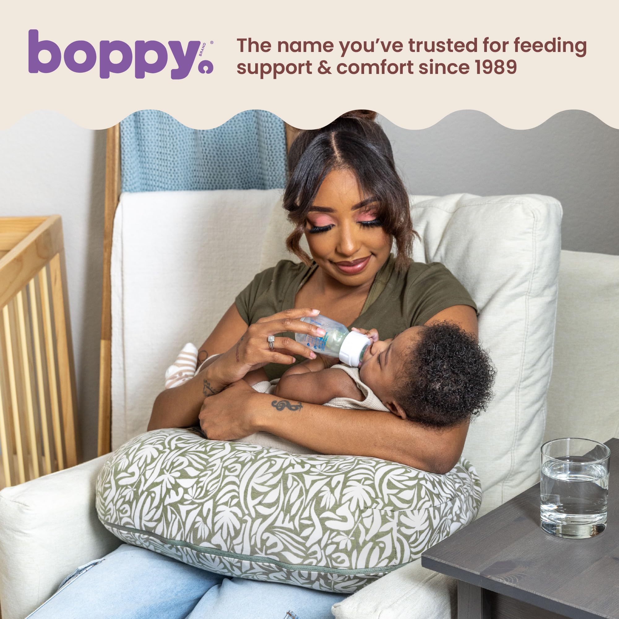 Boppy Cuscino per allattamento, fodera in cotone biologico, supporto