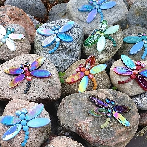 Miniatura 4 de Wq Warmqing Azulejos de mosaico de vidrio de caramelo para manualidades,Piezas de vidrio de mosaico de cabujón,Azulejo de vidrieras de 7.05 oz para