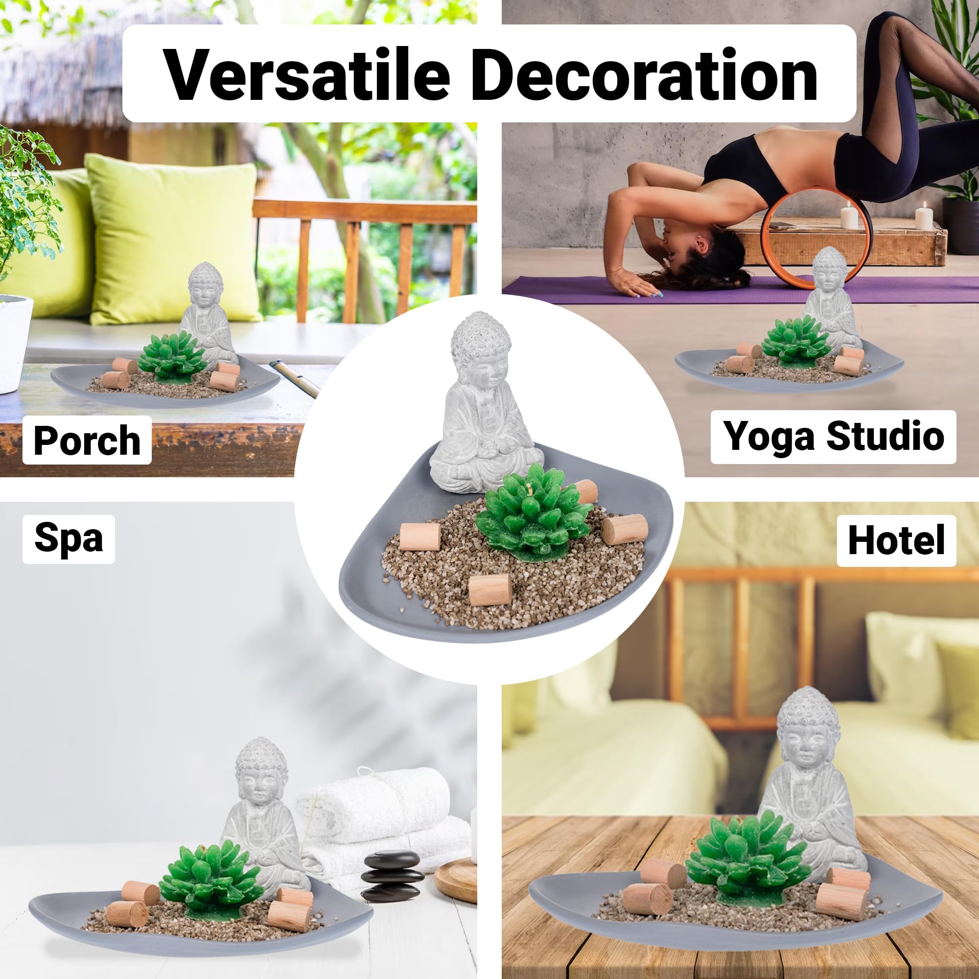 GIARDINO RUSTICO DELLA Statua Buddha Zen Vassoio Sabbia Mini EUR 28,12