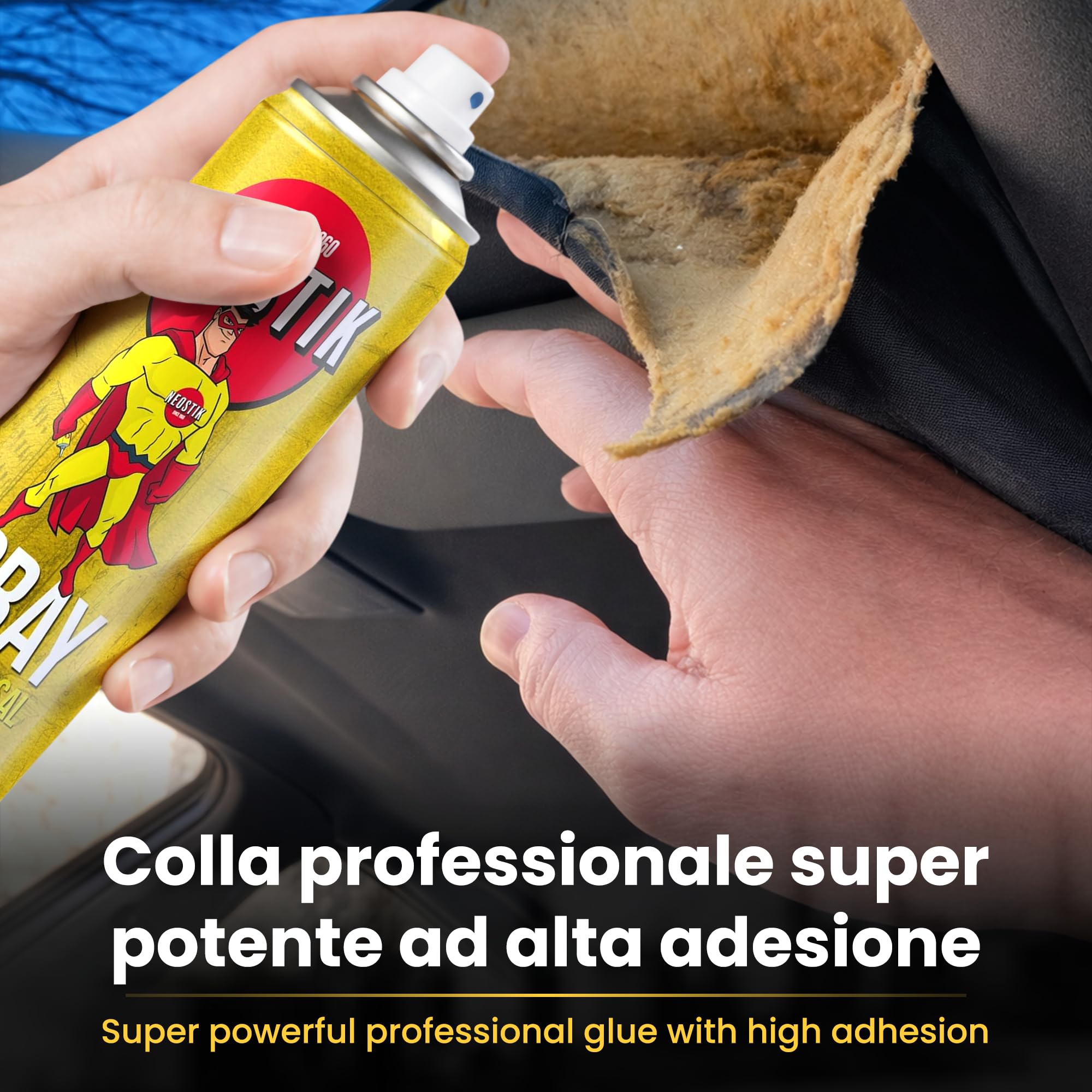 Colla Spray Multiuso Permanente Per Tessuto Cielo Auto, Asciugatura Immediata, Resistente alle Basse e Alte Temperature, Utilizzabile Per Qualsiasi Materiale, Bomboletta spray ALTA QUALITA' 400ML (10)
