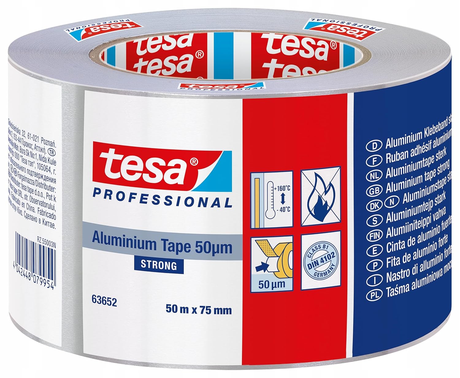 tesa 50565-00003-01 - Aluminium Tape 50 Micron - 50 m x 75 mm with Protector