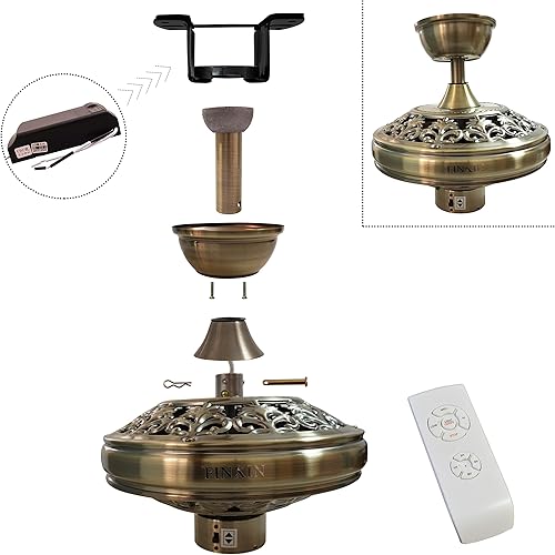 Miniatura 6 de FINXIN - Luminarias de ventilador de techo para interiores control remoto negro 52 ventiladores de techo para dormitorio sala de estar comedor con