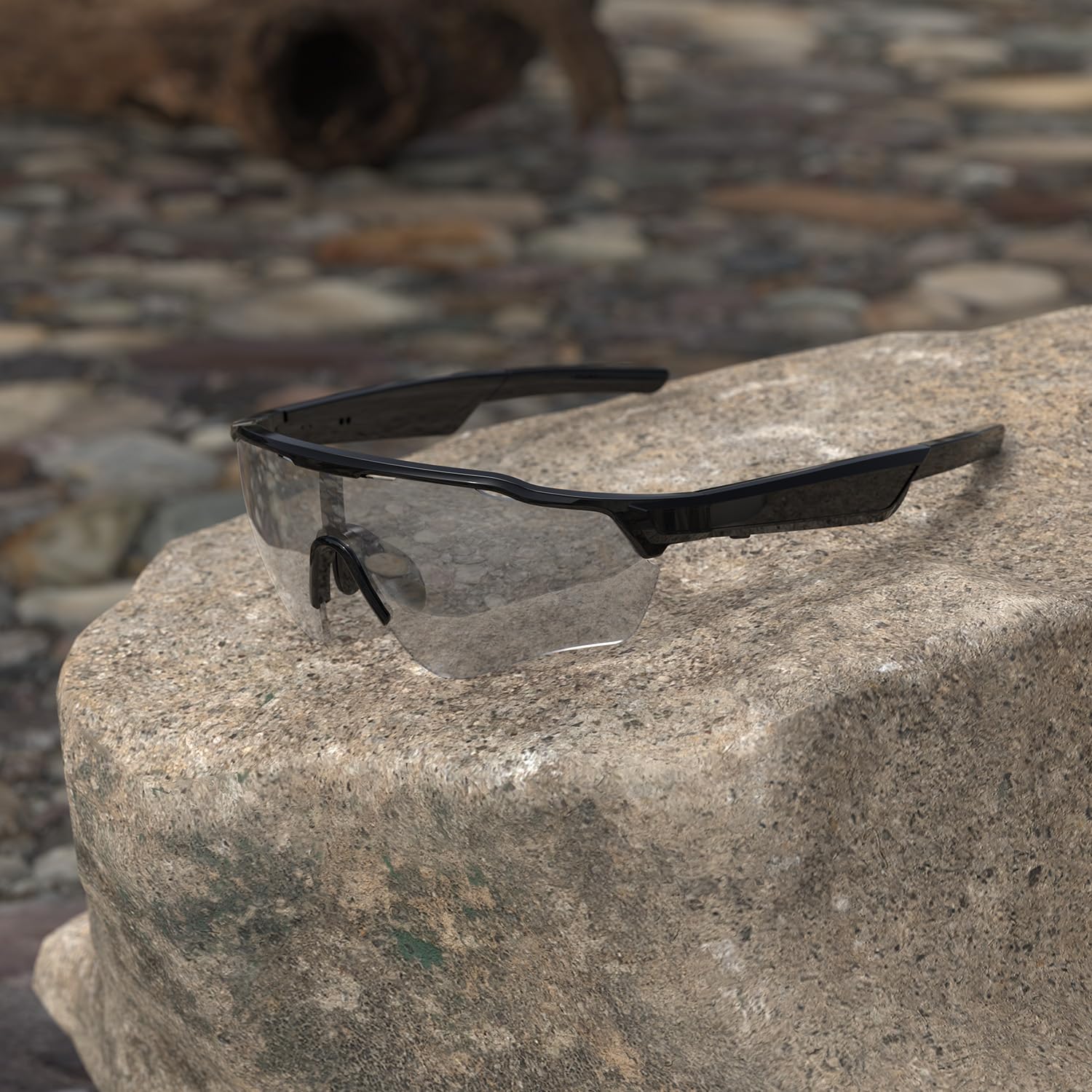 Home Gafas Bluetooth Hombre con Audio Abierto, Altavoz Inalámbrico para Música y Llamadas, Gafas Deportivas UV400 IPX5 con Diseño Moderno para Ciclismo y Outdoor - Plateado