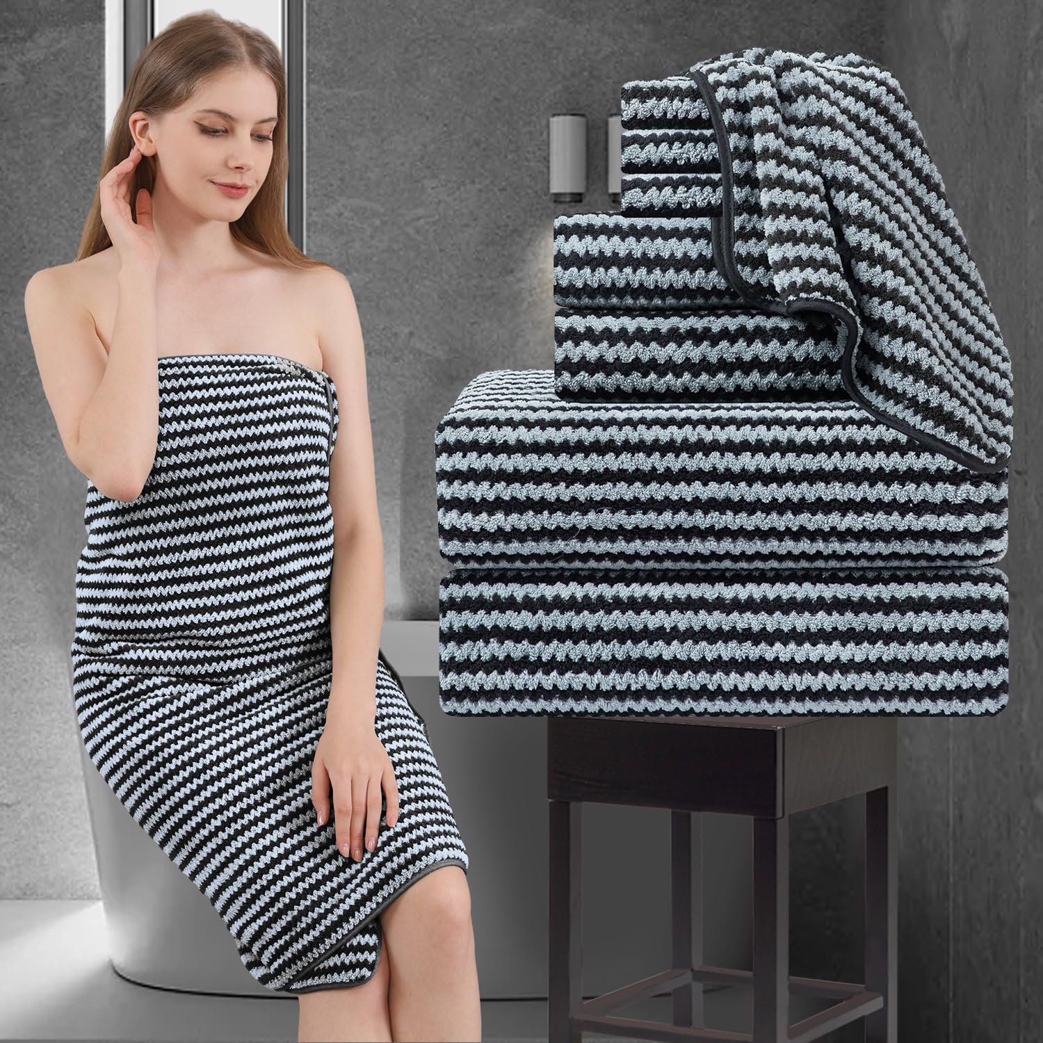 8 Pack Luxury Bath Towel Set 2 Extra Large Bath Towel,2