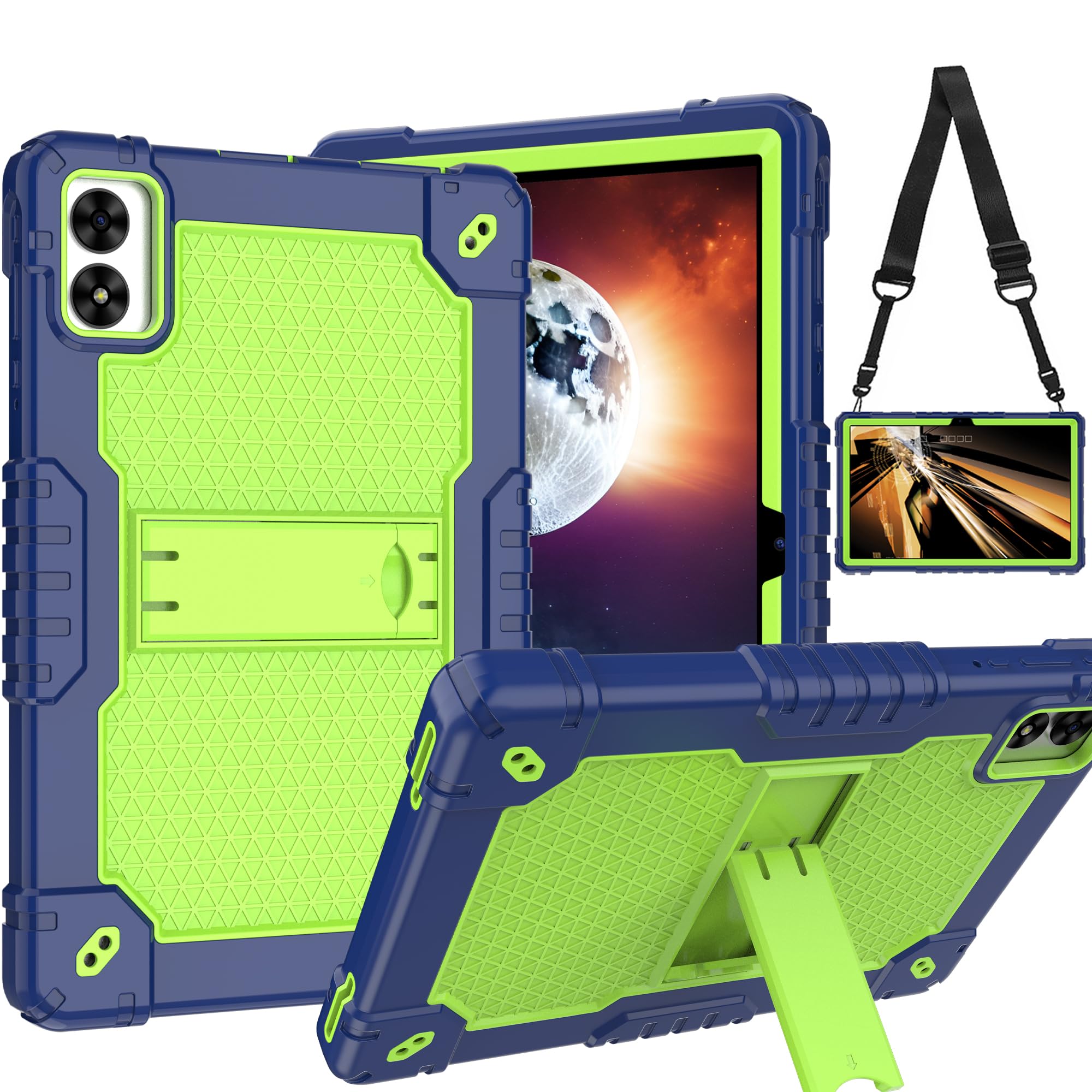 Doemoil Case for Vortex BTAB10/Vortex CMG10110.1 inch Tablet Hybrid Shockproof Firendly Case Built in Kickstand Shoulder Strap for Vortex BTAB 10/