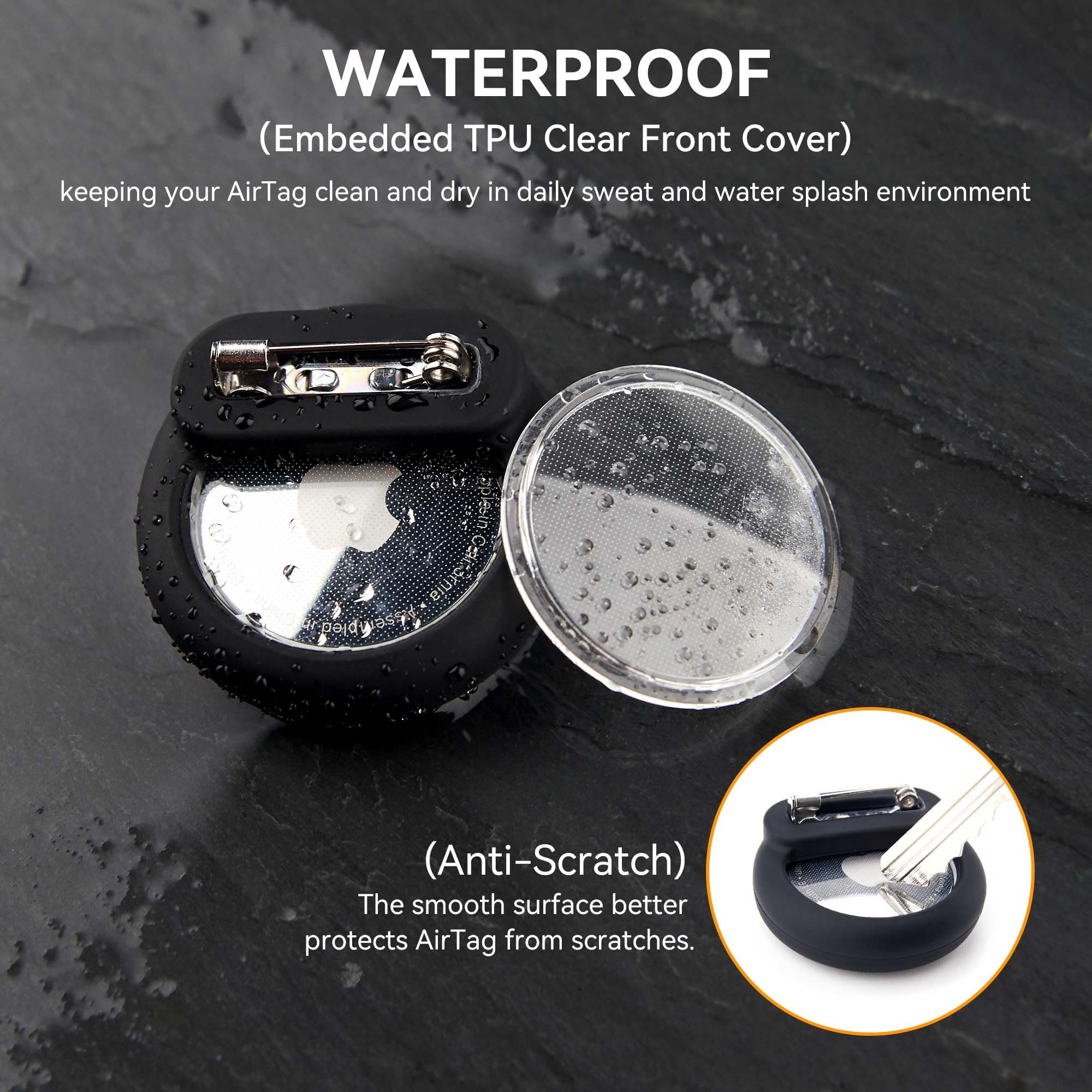 Waterproof for Airtag Holder Kids Hidden, Safety Pins Hidden Inside Clothes or Backpack, GPS Tracker Case for Children Elderly (Blue, White, Black, Pink)