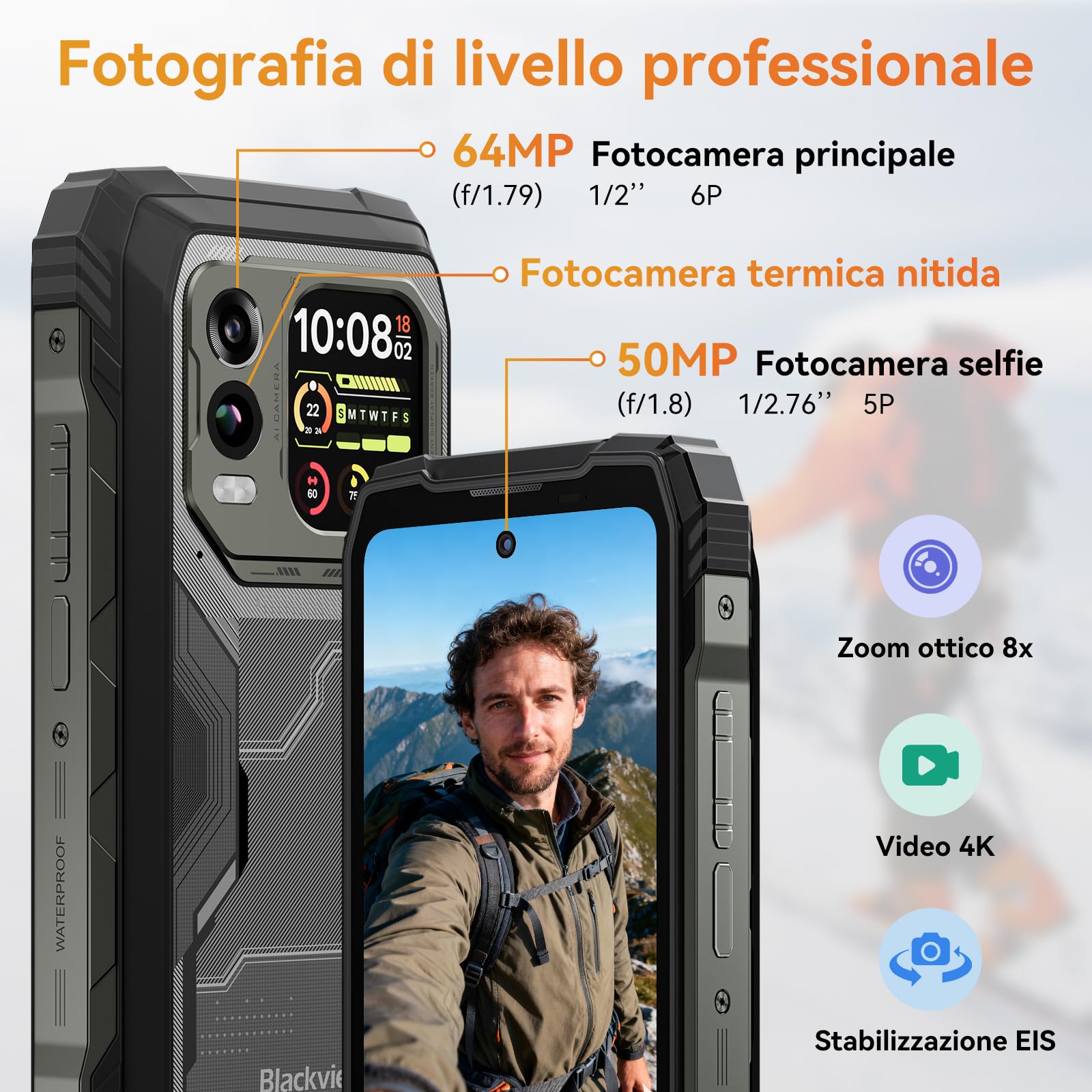 Blackview Xplore 1 Pro 5G Rugged Smartphone Termografia, 20000mAh/55W, 36(12+24)GB+256GB/2TB TF, Dimensity 7050 Android 15 Telefono Indistruttibile, 6.78" 120Hz 2.4K, 64MP+50MP, IP68/IP69K/OTG/NFC/GPS