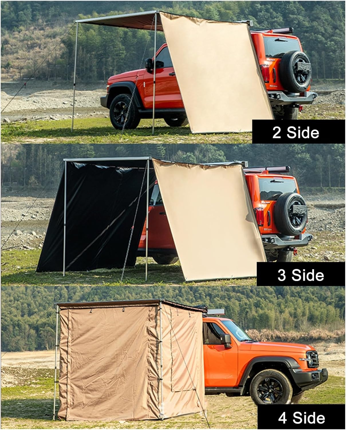 car side awning room packed in PVC carry bag with mounting hardware