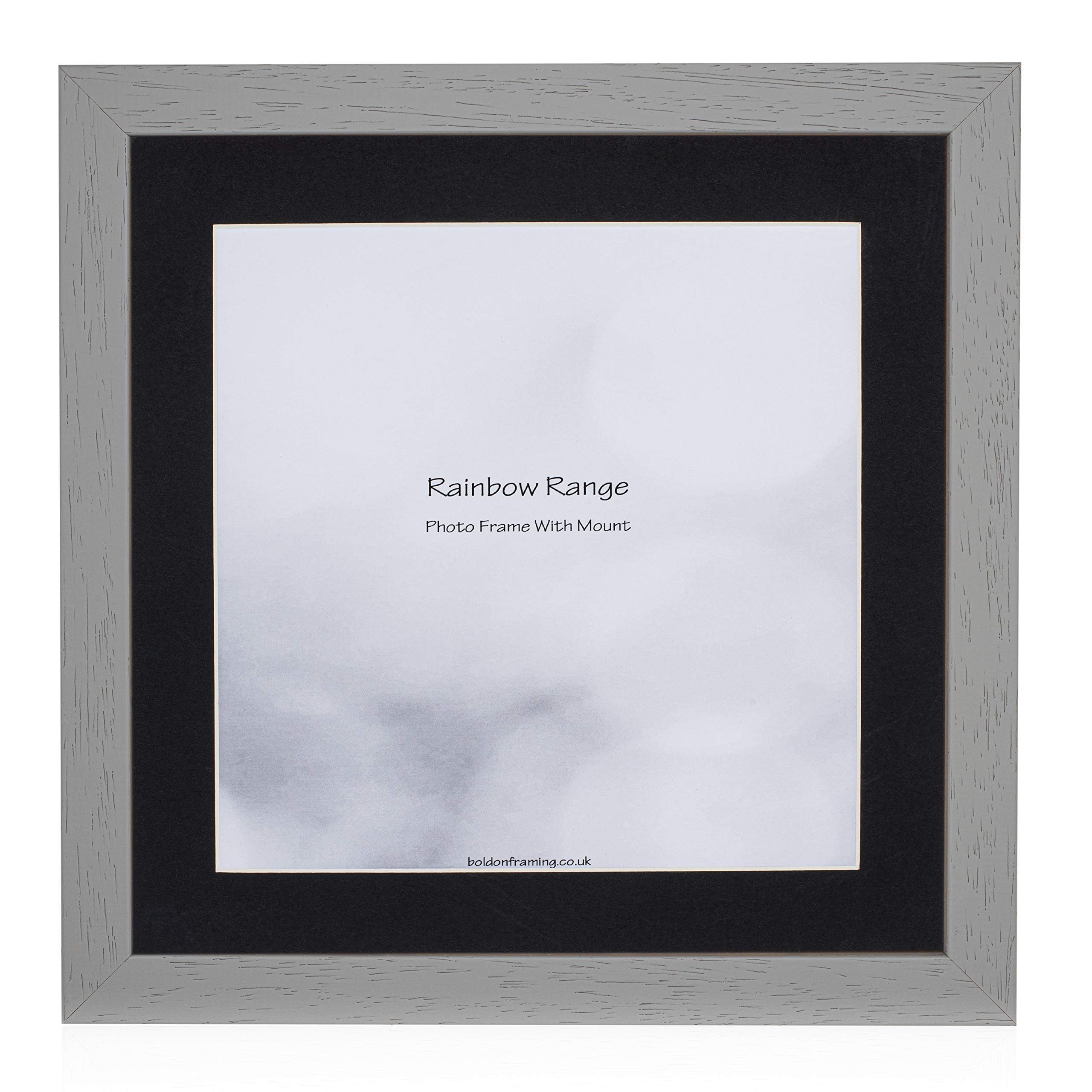 Boldon Framing Pale Grey - Square Thin Photo Frame In Solid Wood With Black Wall Mount, 12X12 - Pic Size 10X10