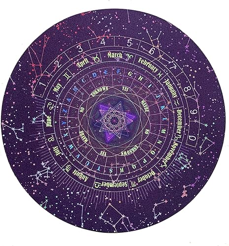 SYCOOVEN Tapete de adivinación, ligero y redondo con letra de cielo estrellado y letras de goma para juegos de mesa de fiesta (tamaño 8.66 pulgadas)