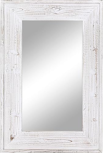 Miniatura 9 de Espejo rectangular rústico horizontal o vertical para colocar sobre el fregadero, dormitorio, casa de campo y decoración del hogar (marrón)