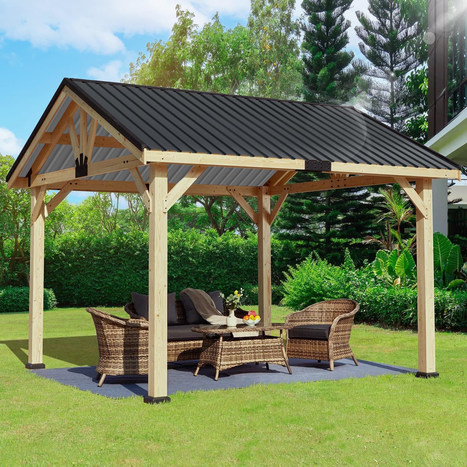 Dachblech Trapezblech Set Anthrazit – 24 Wellblechplatten, 129x46 cm, rostfrei, 0,25 mm dick, ideal für Carport, Wandverkleidung und Dachabdeckung