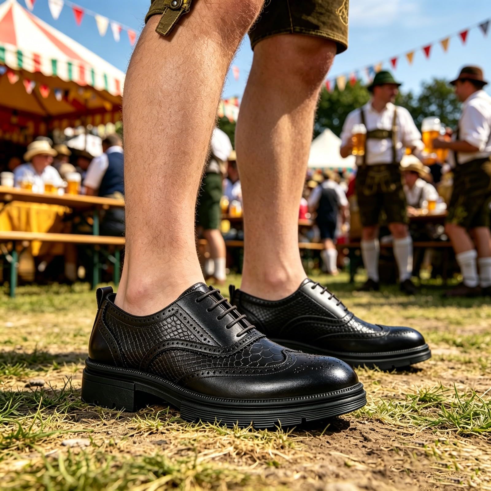 Generisch Herren Business Schnürschuhe für formelle Anlässe Casual Kleidung mit ornamentaler Musterung Krawattenbindung