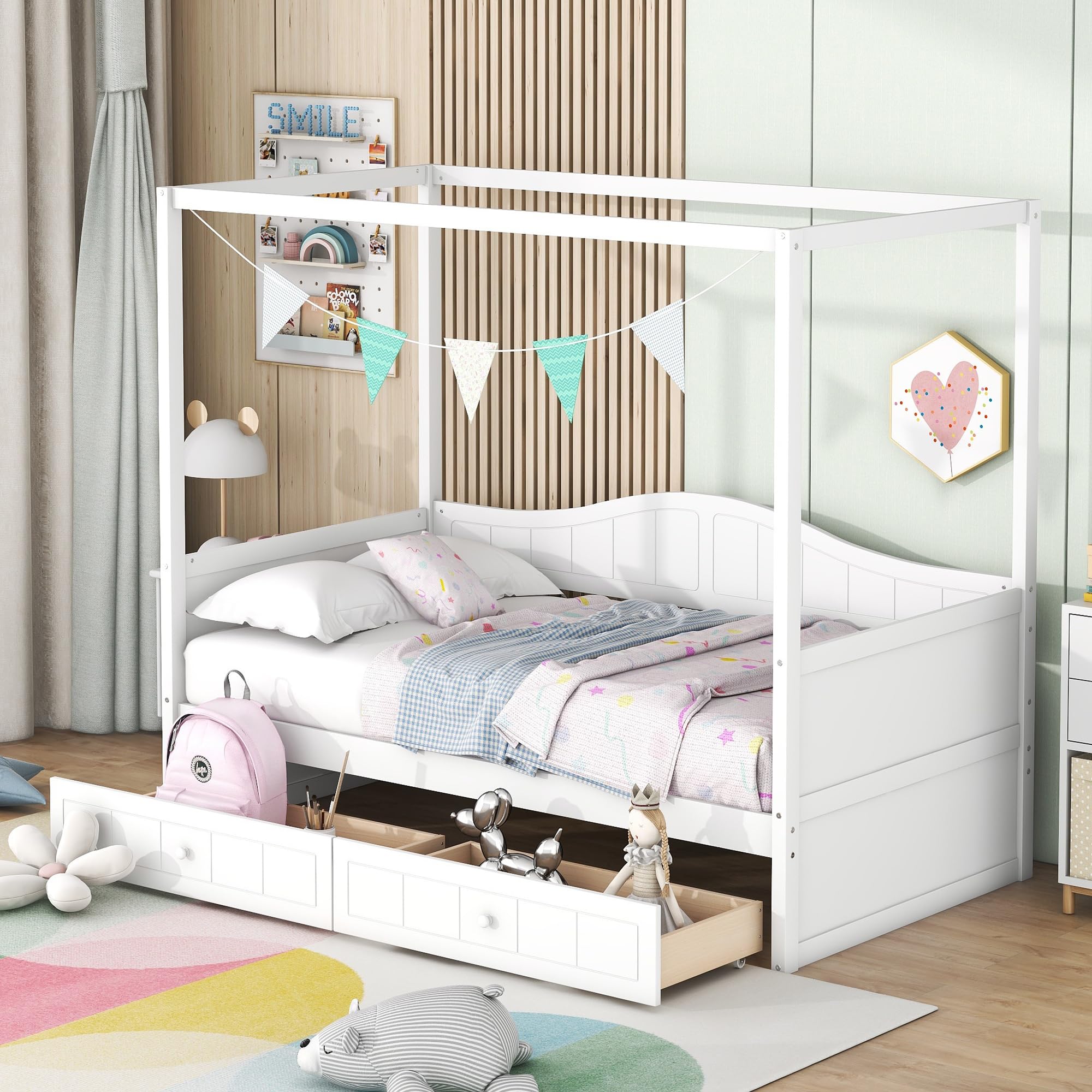 Amazon.com: Harper & Bright Designs Twin Canopy Bed with