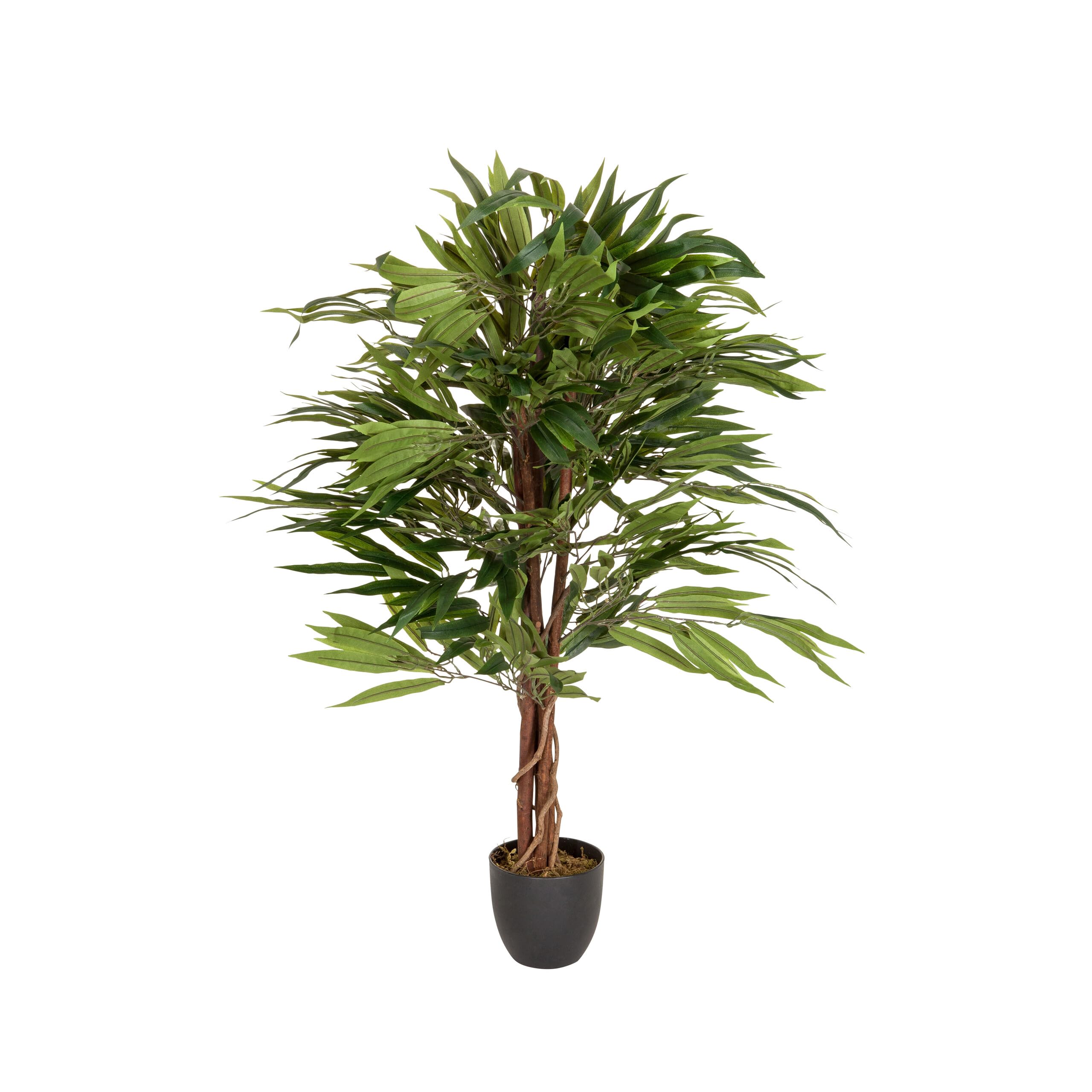 hjh OFFICE Plante Artificielle Mango Hauteur 130 cm Vert 588 Feuilles Grande Plante d'intérieur manguier Plante en Pot Arbre Artificiel, 871001