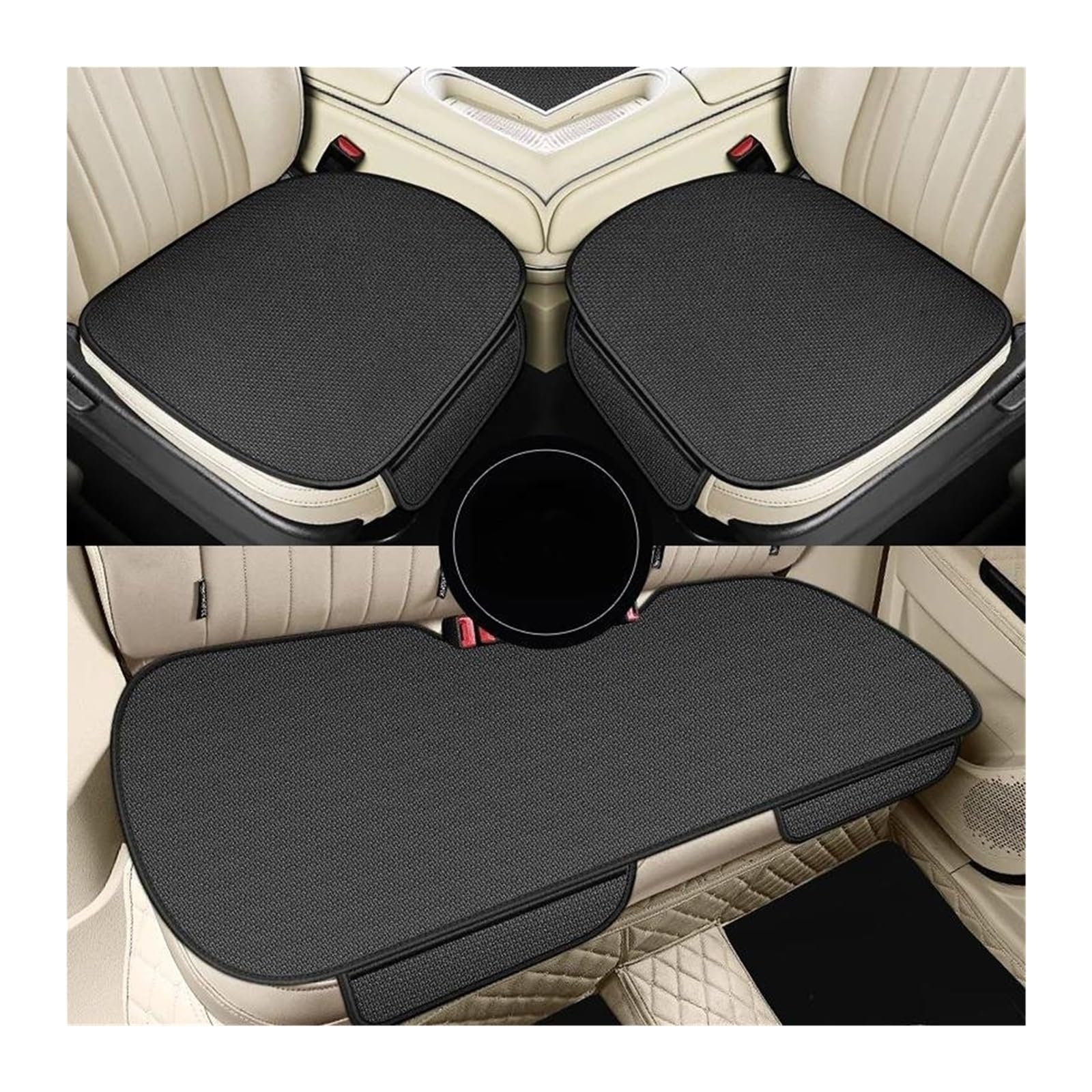 Coprisedili in Auto Cuscino Seggiolino Auto Coprisedile Antiscivolo Universale Adatto Alla Maggior Parte Delle Auto Accessorio Interni Auto Coprisedile Auto(Black three-piece)