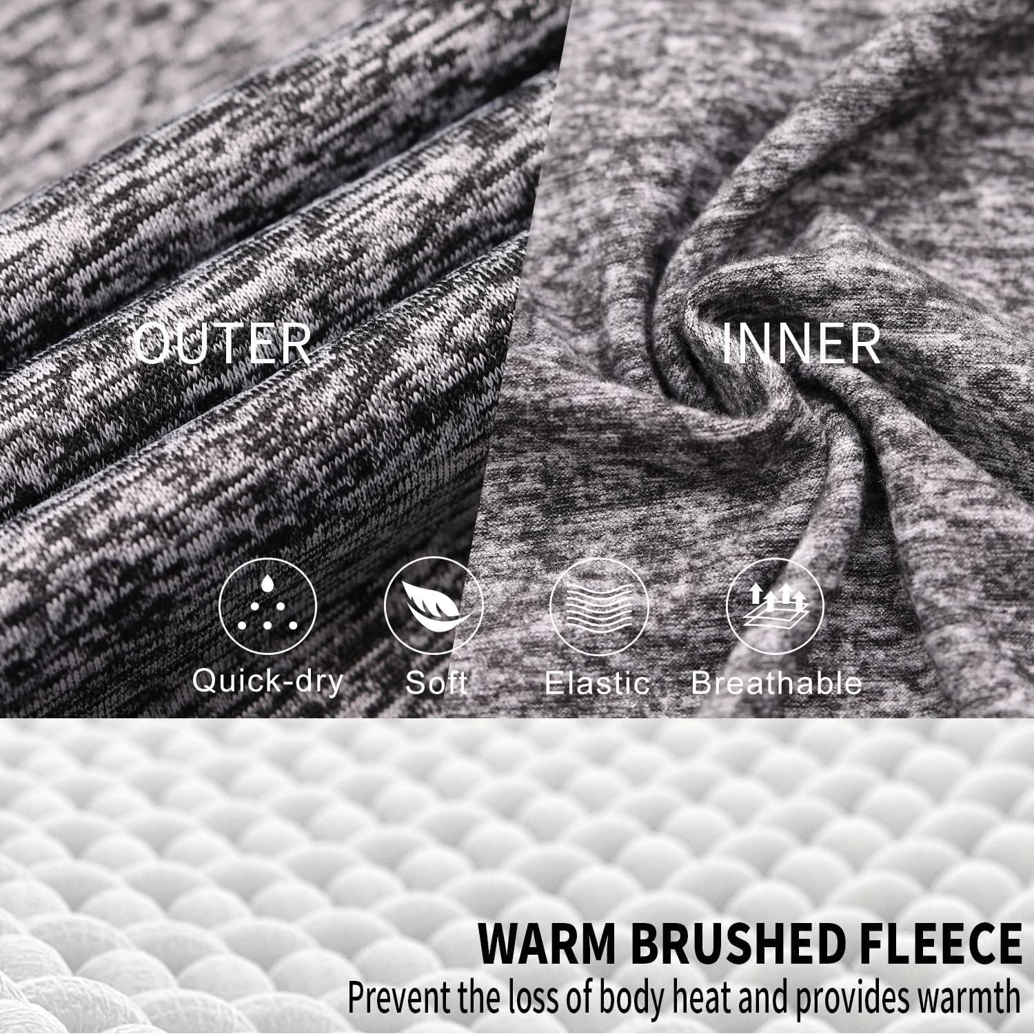 Soneven Women's Thermal Fleece Running Shirts Compression Shirts Quick Dry Workout Pullover Tops with Thumb Holes - Image 2