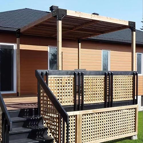 Miniatura 5 de Kit de soportes para pérgola 4x4 carpintería DIY 3 vías ángulo recto soporte de esquina para extensión de madera elevada, soportes de esquina