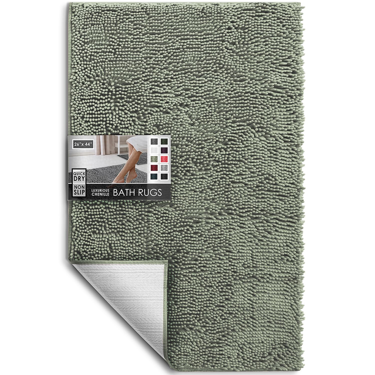 Hearth & Harbor Bathroom Rugs, Chenille Bath Mat, Machine Washable Bath Mats for Bathroom Non-Slip Backing Rubber - Image 3