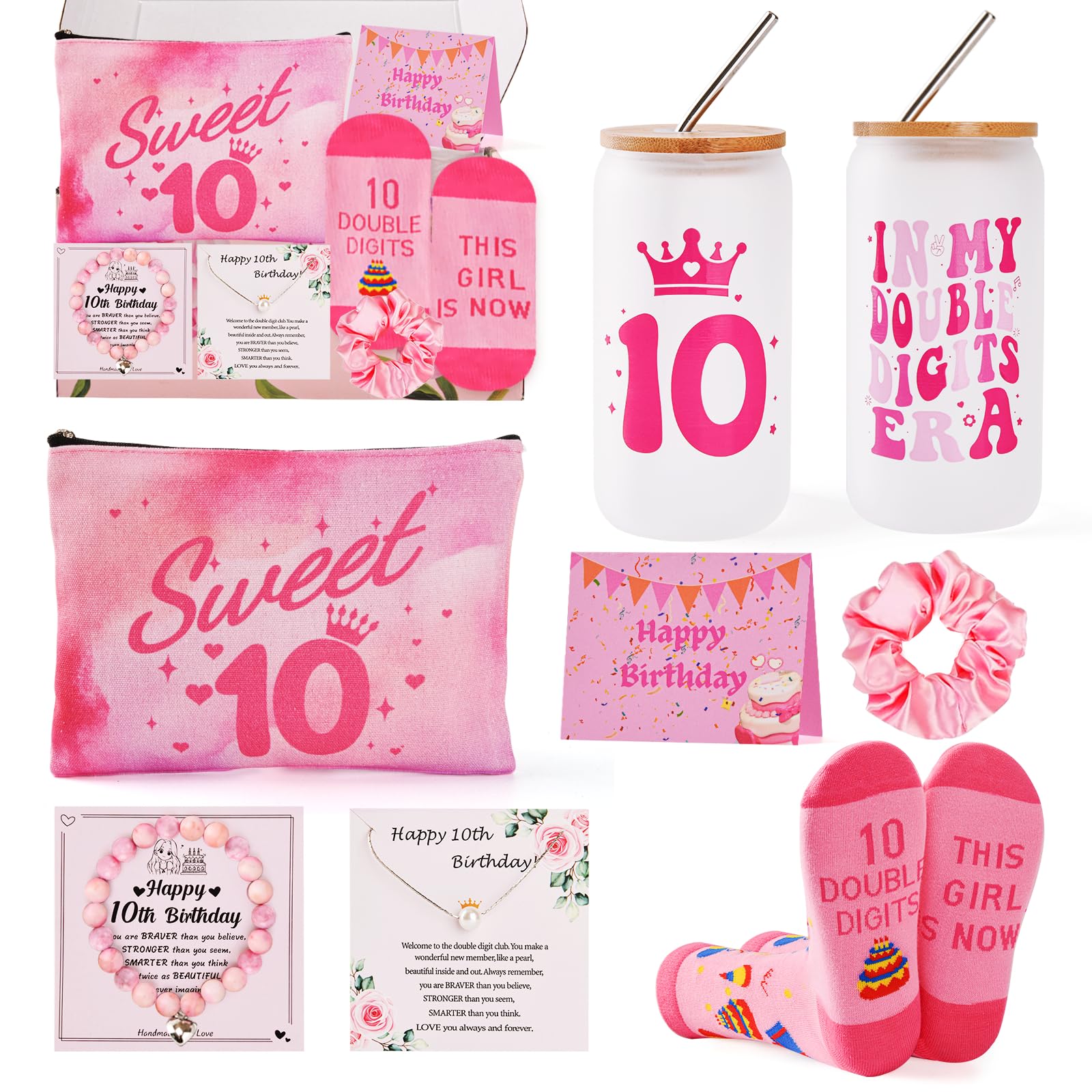 Rerirok 10th Birthday Gifts for Girls- Thoughtful Present Set for Daughters, Sisters & Nieces,Unique 10 Year Old Girl Gifts,Trendy Teen Girl Presents with Party Decorations (10th Birthday Gifts)