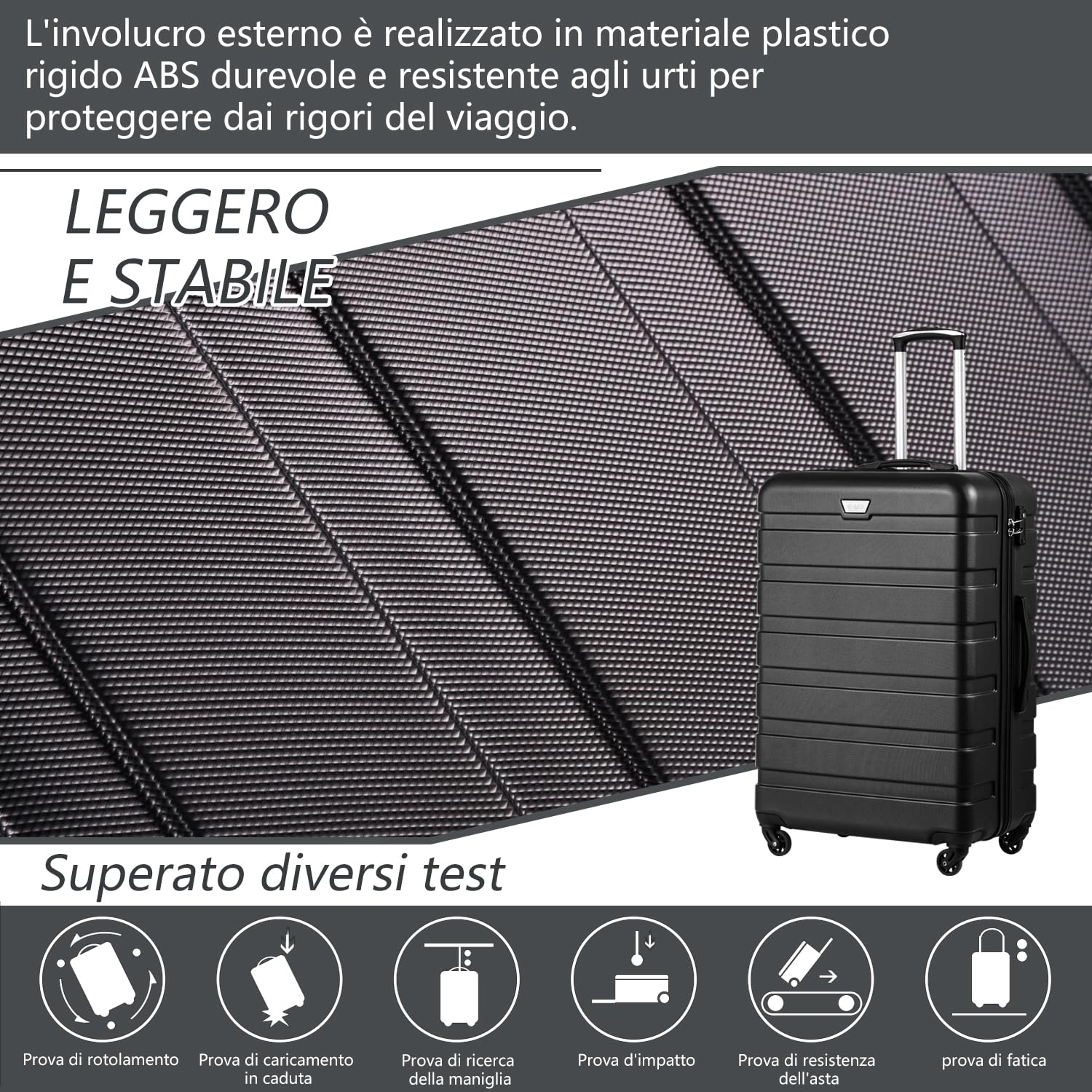 COOLIFE Valigia media, 67cm L,PC+ABS, valigia da viaggio con ruote girevoli | Cerniera YKK, lucchetto TSA, guscio rigido leggero ma robusto, ideale per vacanze, crociere e periodi di studio all'estero