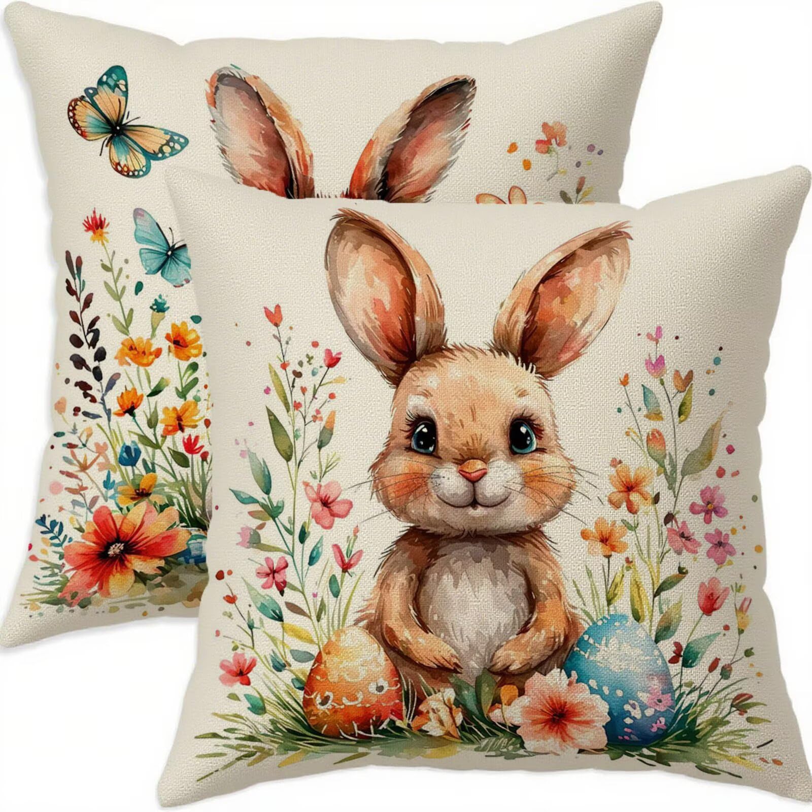 Housse coussin 80x80cm pour salon et chambre décor vintage en lin