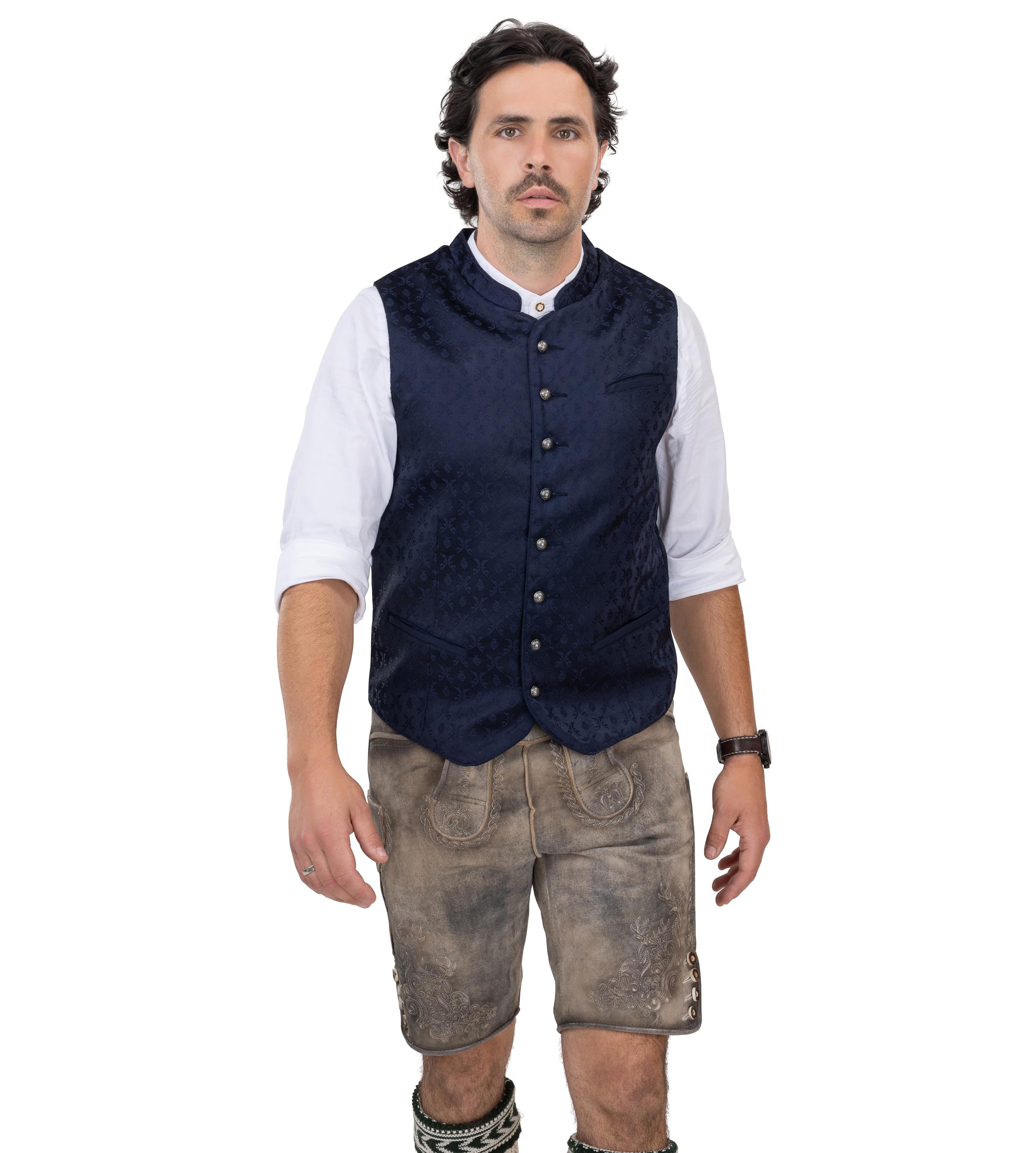 Schöneberger Trachten Couture Trachtenweste Herren, Lederhosen Trachtenjacke | Trachten-Weste blau, Lodenweste für Oktoberfest Kilian