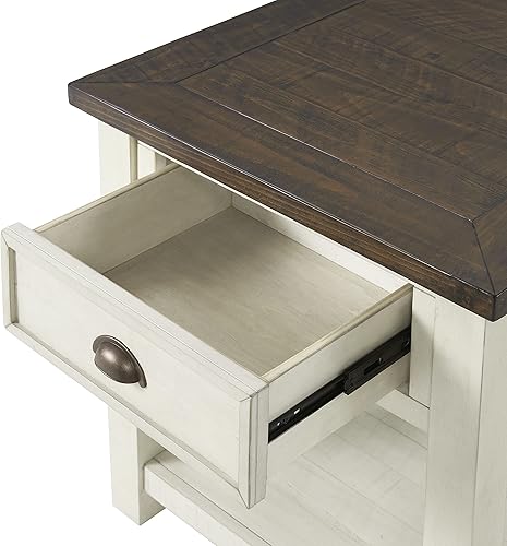 Miniatura 6 de Martin Svensson Home Mesa auxiliar de madera maciza, blanco crema con tapa marrón