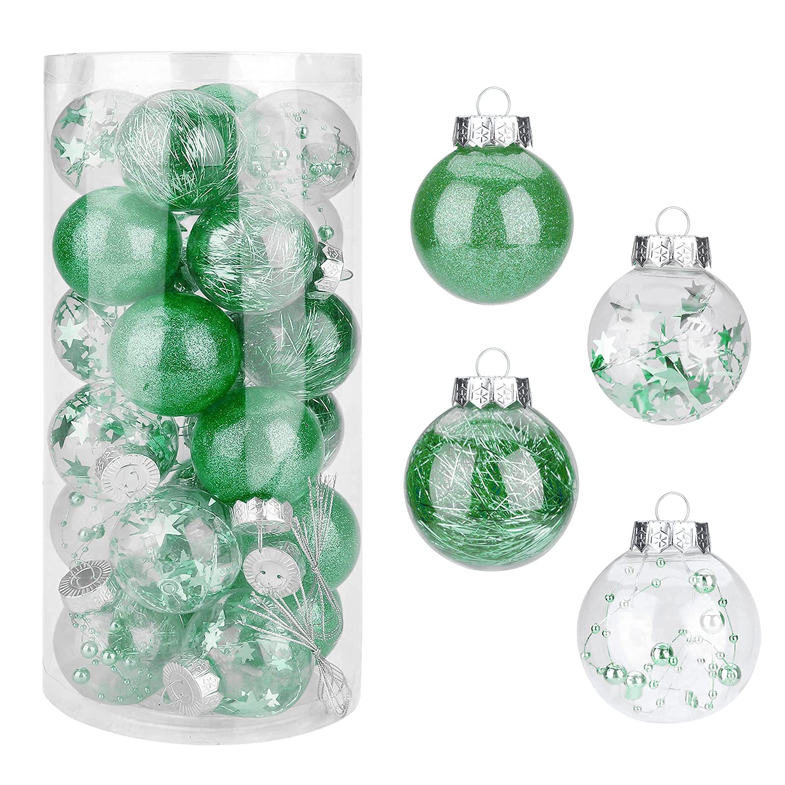 Palline di Natale 24 Pezzi 60mm - Set di Ornamenti Infrangibili per Albero - Decorazioni da Appendere per Feste e Nozze