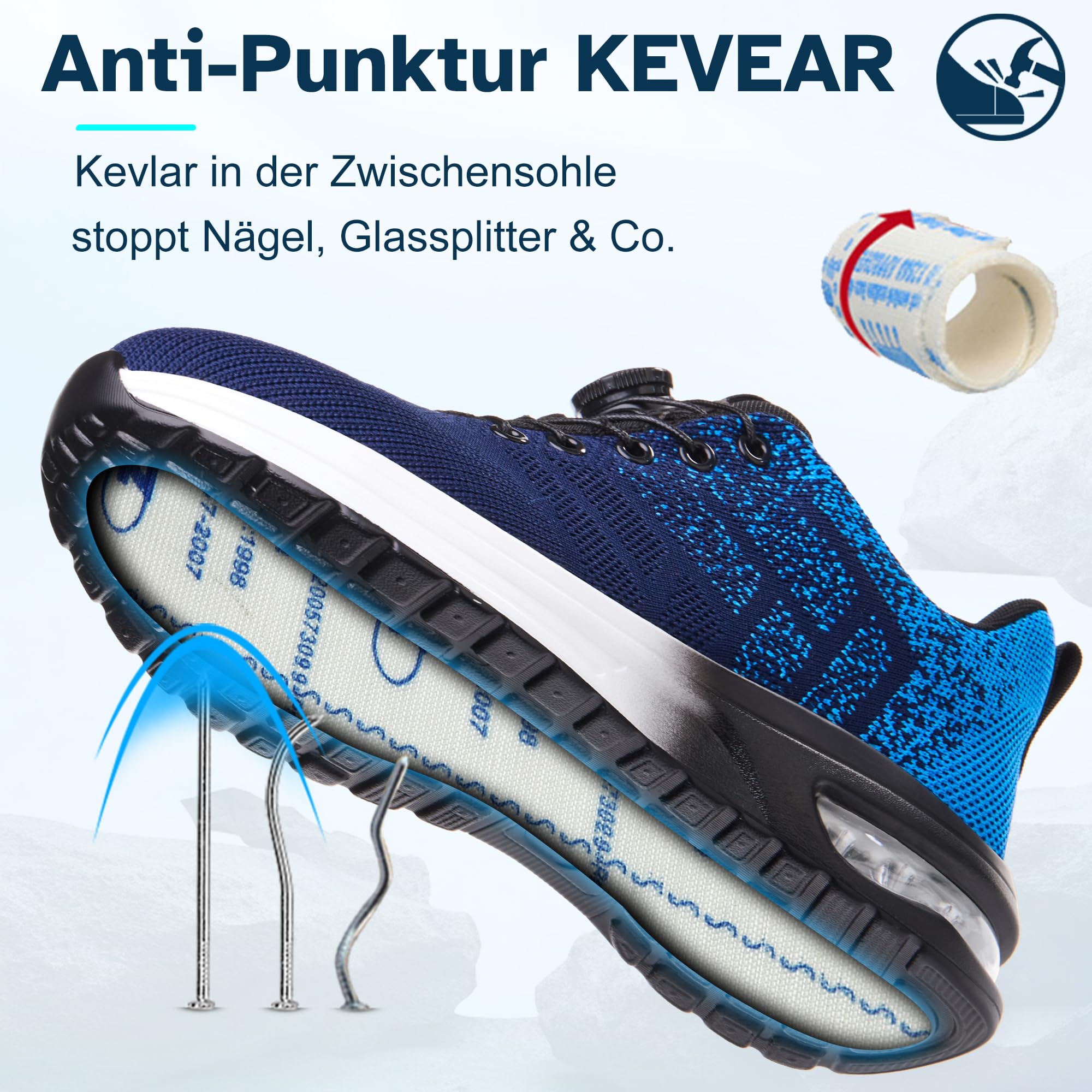 Zapatos de Seguridad para Hombre Mujer Ligero Zapatillas de Seguridad Transpirable Zapatos de Trabajo con Punteras de Acero Antideslizantes Calzado Trabajo Comodo