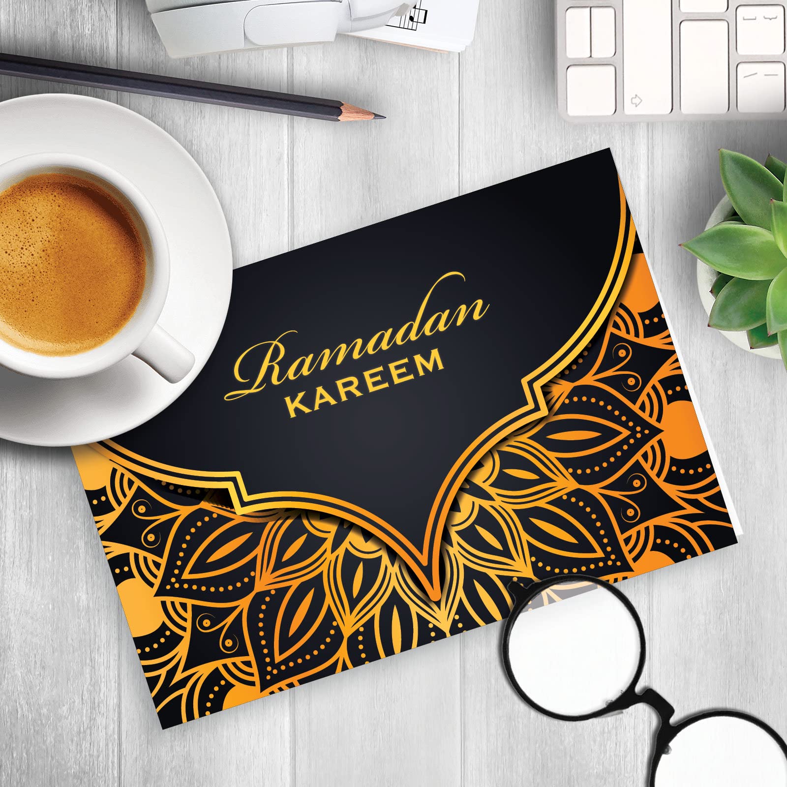 Ramadan Kareem Greeting Card - Luxury 5x7 Inch Muslim Holiday Card With Envelope