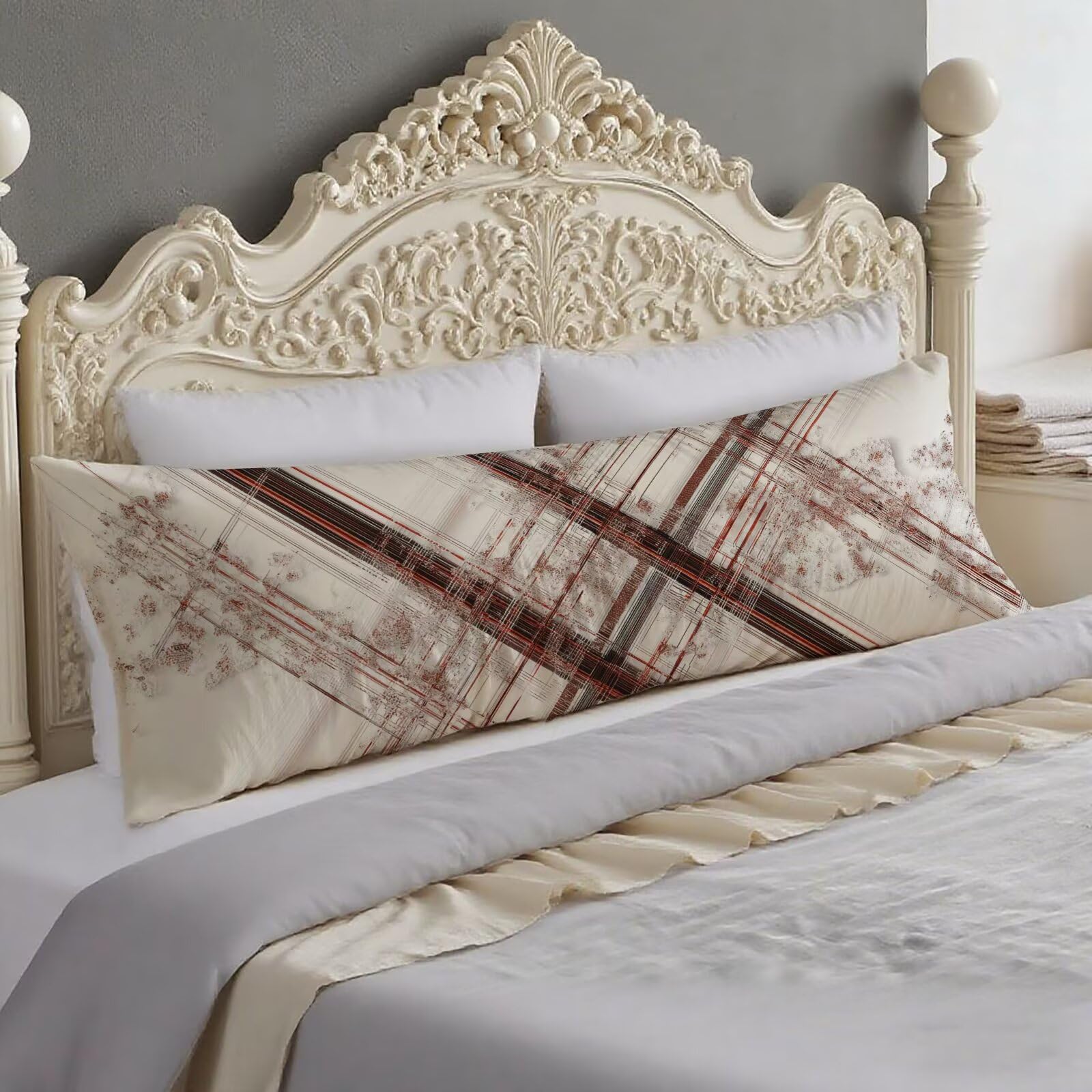 Taie traversin 140 cm tartan housse de coussin retro taie d'oreiller 40x140 fermeture eclair