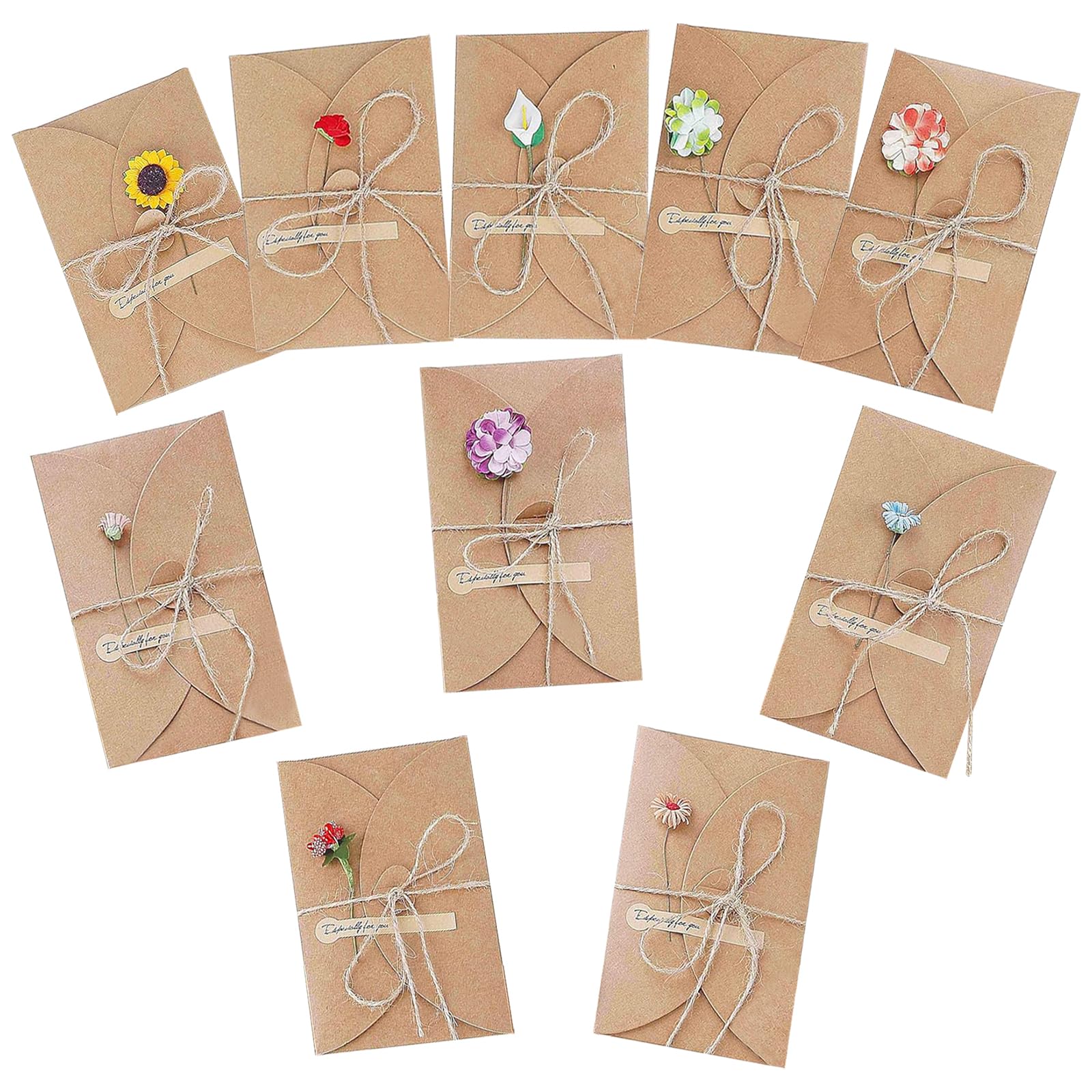 Cartolina di Auguri Fatti a Mano 10 Pezzi Carta Kraft con Buste Retrò 17.5cm x 11cm