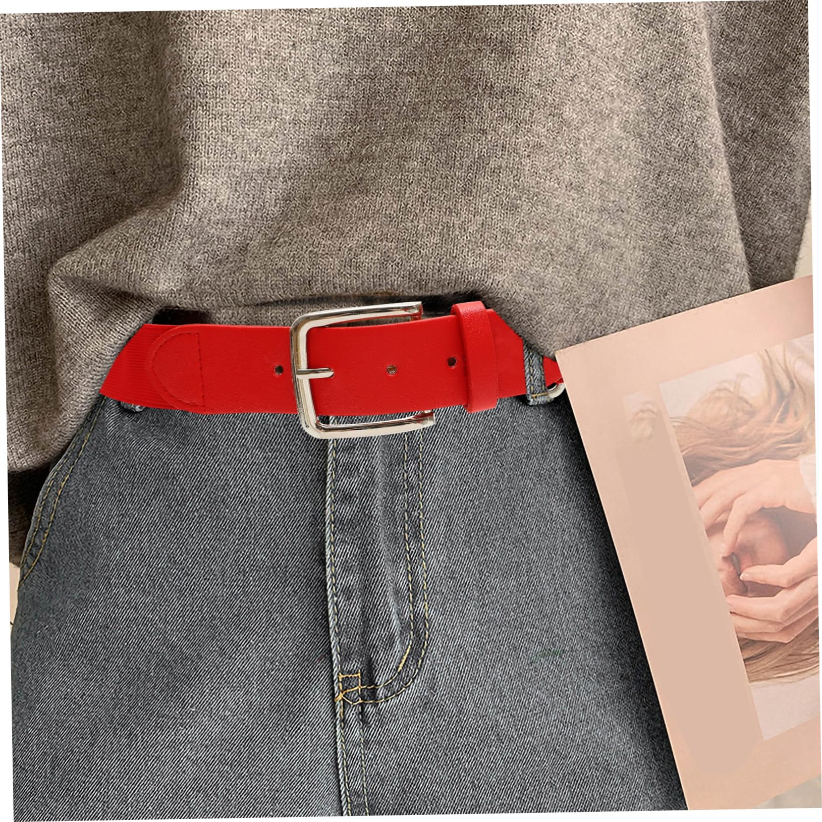 Ceinture de baseball réglable en cuir synthétique élastique avec anneau en métal inoxydable