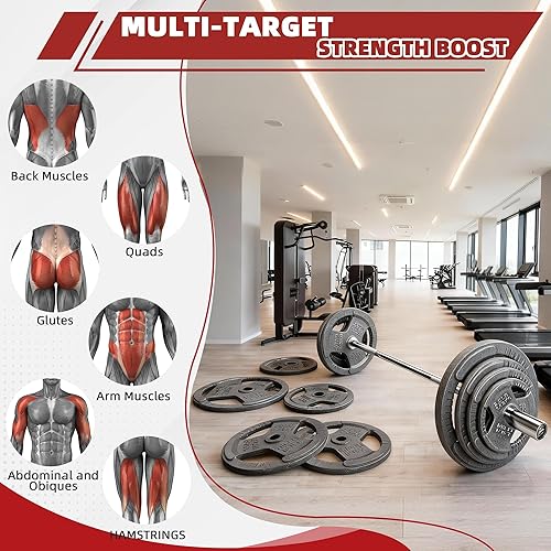 Miniatura 4 de Fitvids - Disco de pesas de hierro fundido olímpico de 2 pulgadas para entrenamiento de fuerza y levantamiento de pesas, varios tamaños