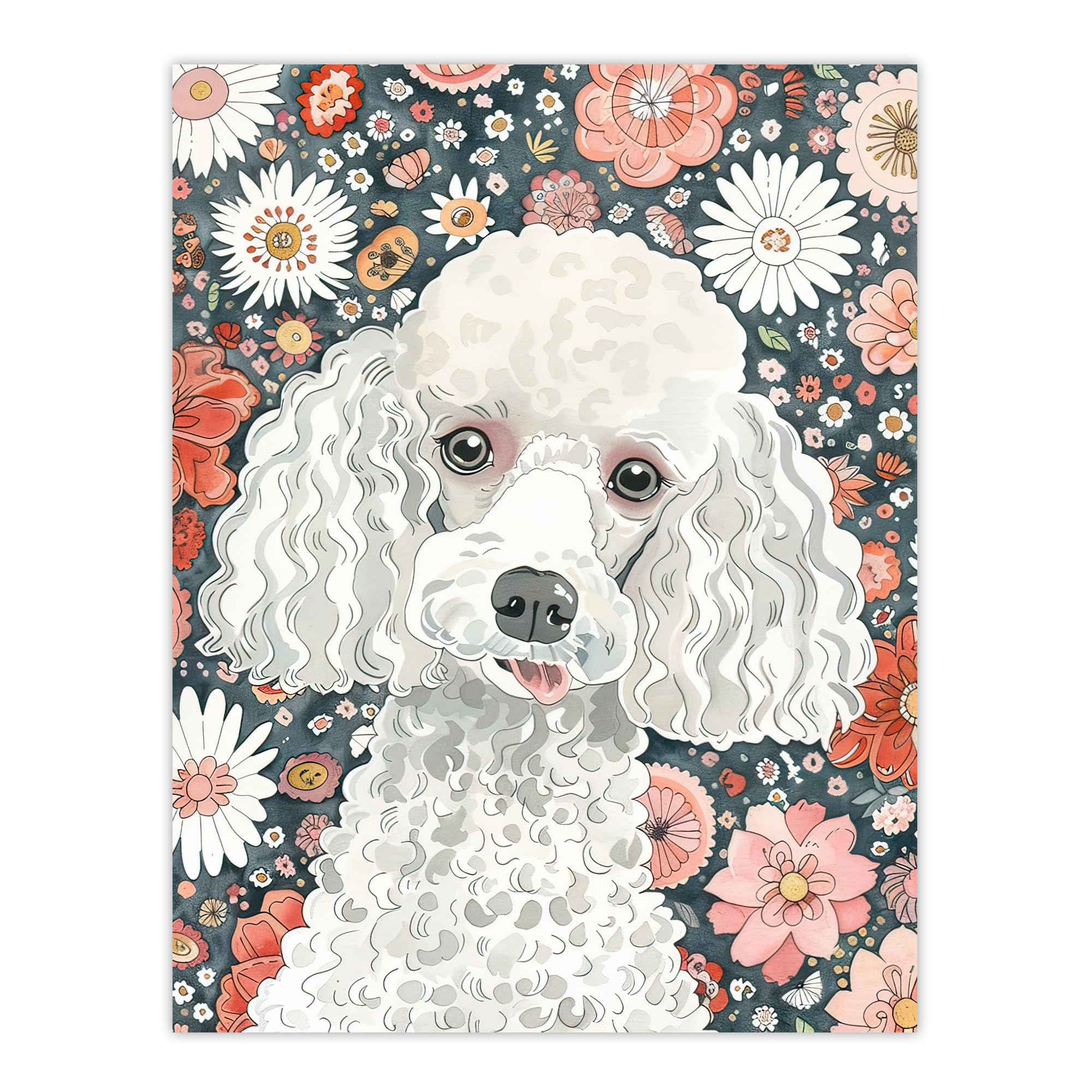 Artery8 - Poster - Dog Lover Floral Pet Portrait - W24 inch x H32 inch