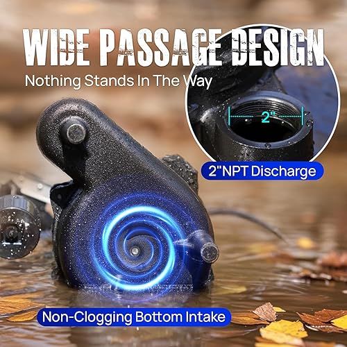 Vista 11 de AQUASTRONG Bomba de sumidero sumergible de 1/2 HP, bomba de sumidero de acero inoxidable y hierro fundido de 3830 GPH, interruptor de flotador