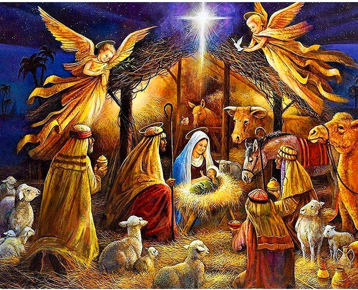 5D Diamond Painting by Number Kit, Religious Series Full Drill DIY Diamond Paintings Christian Diamond Embroidery Art Crafts Mosaic Gem Paintings for Home Wall Decor Gift, 12"x16" (Picture#25)