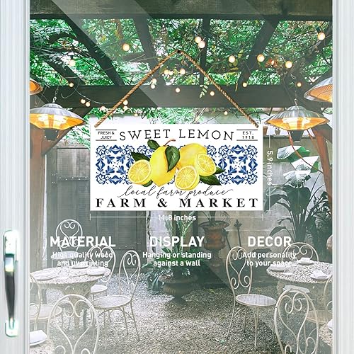 Miniatura 2 de Letrero decorativo de cocina de granja, granja y mercado de limón dulce, letrero de verano de granja para decoración del hogar, porche, cocina