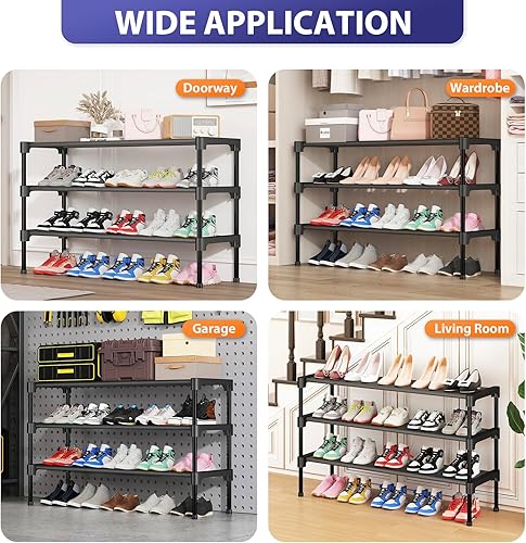 Miniatura 7 de SAN HE Zapatero largo organizador de zapatos de 5 niveles para armario, puerta delantera, entrada, garaje, apilable de pie y almacenamiento de