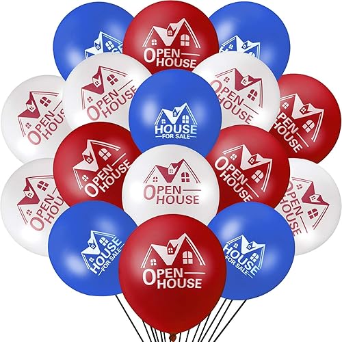 Gejoy 60 piezas de globos de casa abierta para la venta globos de látex de 12 pulgadas para suministros inmobiliarios signos para letrero de patio