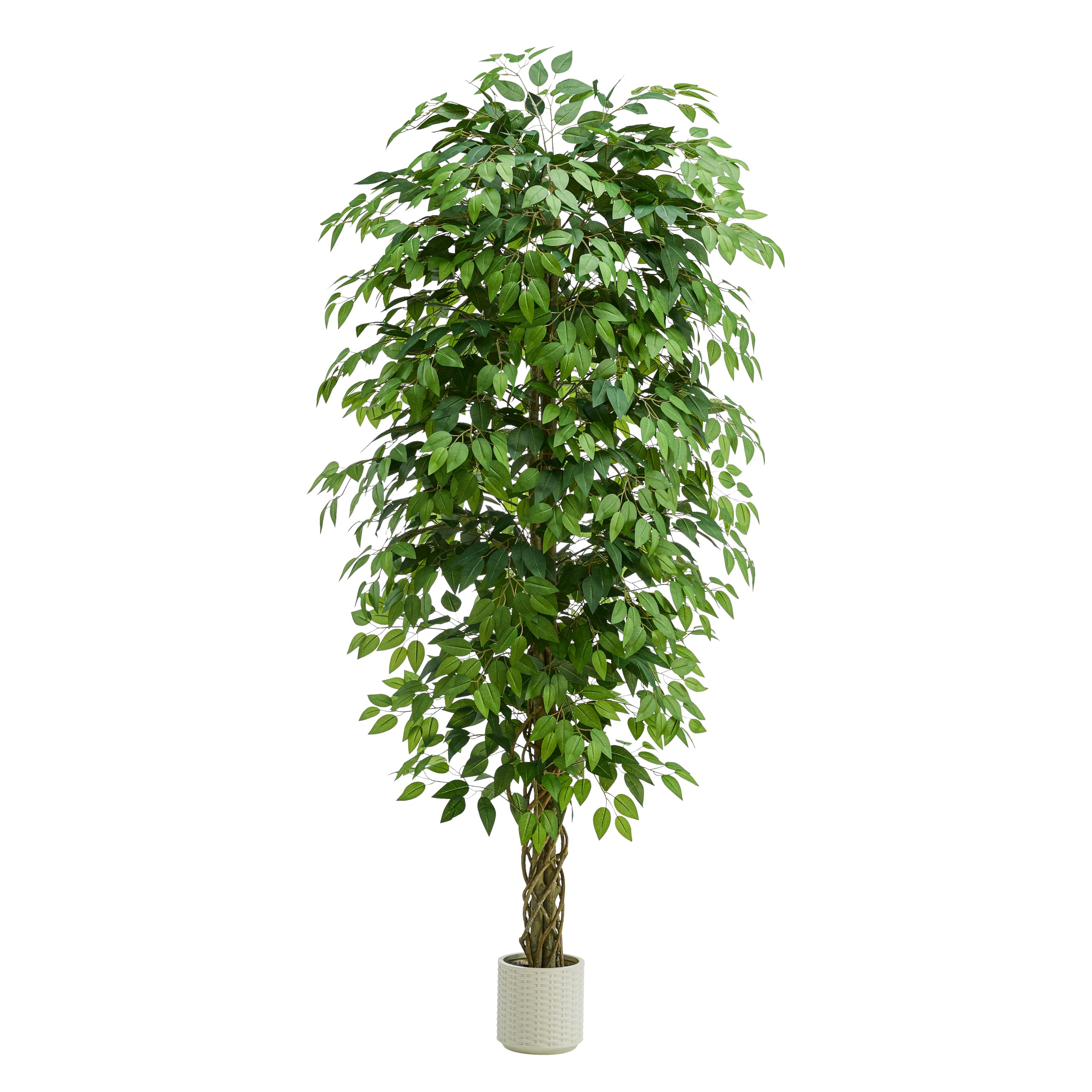 Kunstpflanze Ficus Benjamini 210CM, Künstliche Pflanzen Groß mit Topf, Künstlicher Gefälscht Baum, Künstlichen Ficus für die Esszimmer und Eingangsbereich und Wohnzimmer