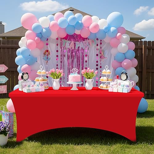 Miniatura 6 de Smiry Paquete de 2 manteles de elastano de 6 pies, manteles elásticos ajustables extensibles, lavables y sin arrugas, cubiertas rectangulares de