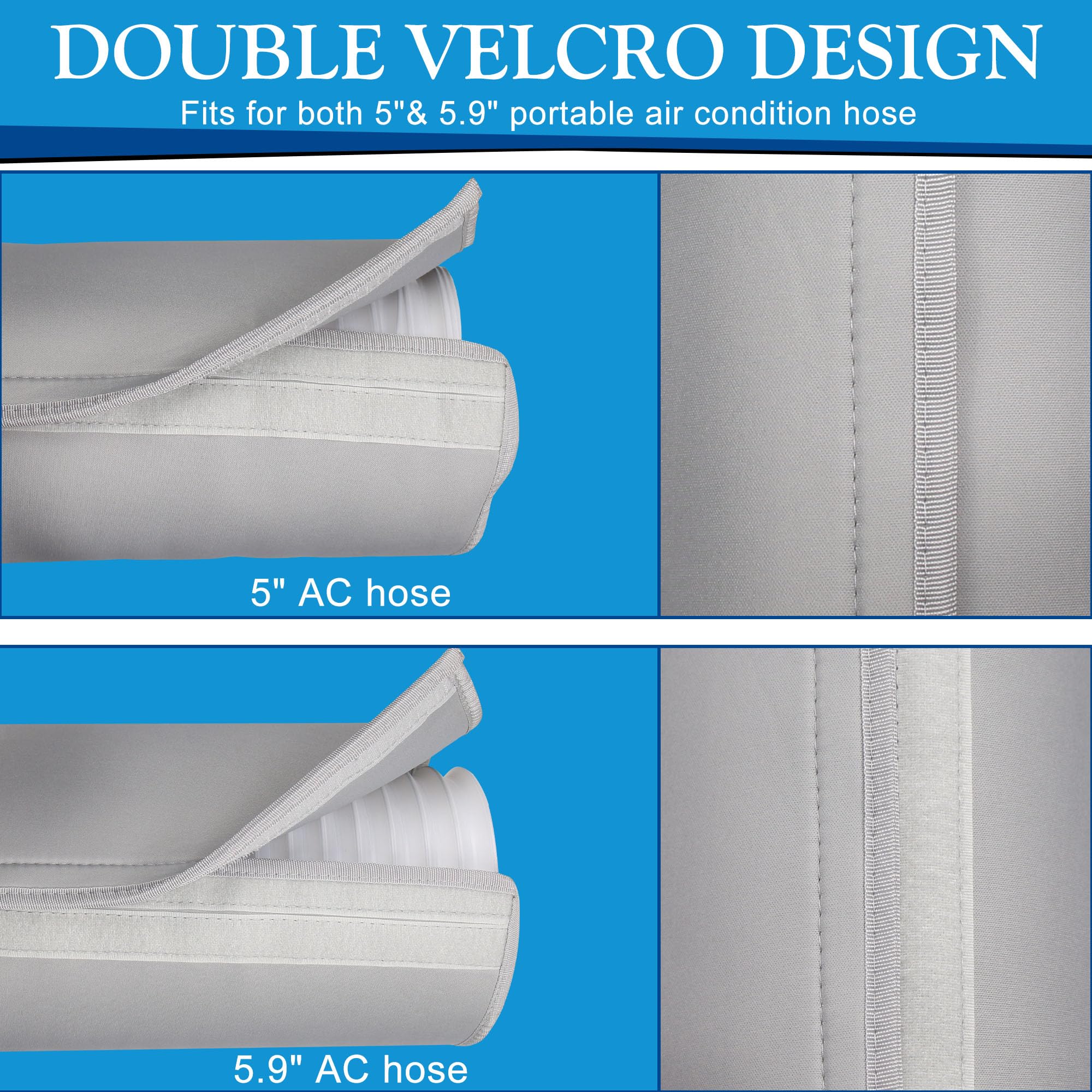 Funda aislante de manguera de CA portátil, funda de manguera de aire acondicionado portátil, se adapta a manguera de escape de 5 y 5.9 pulgadas de diámetro, mangueras aisladas, cubierta de ventilación 3