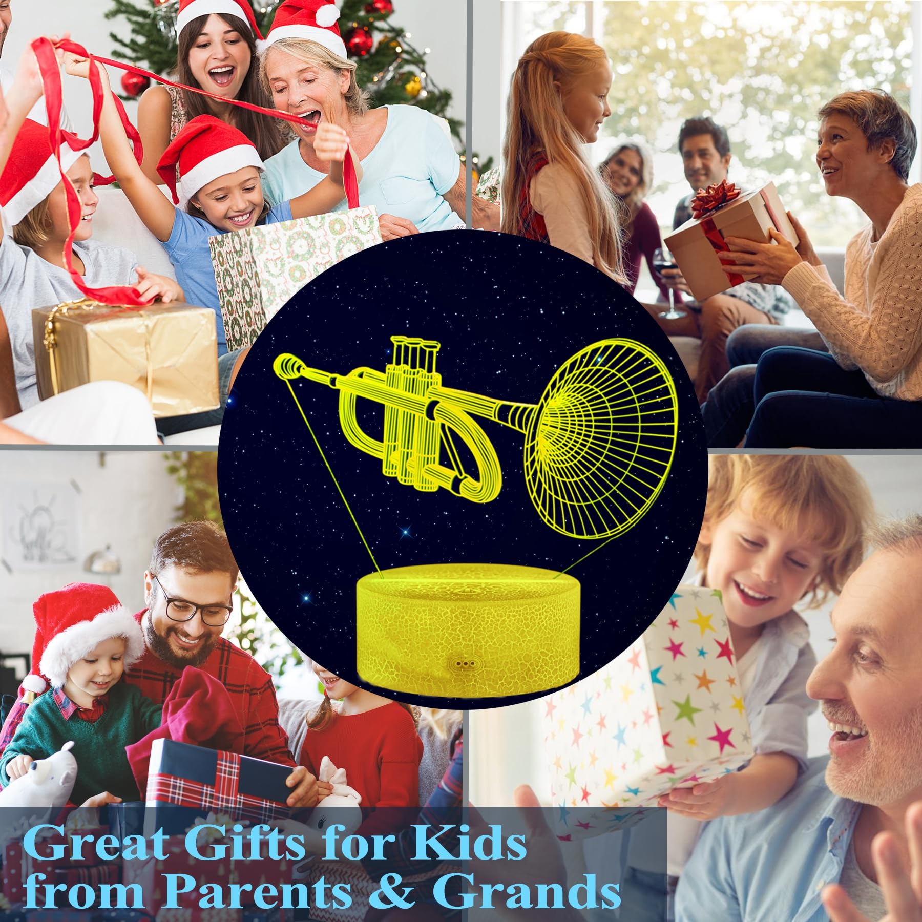 POSSHE Trumpet Night Light, Trumpet Gifts, 3D Illusion Lamp with