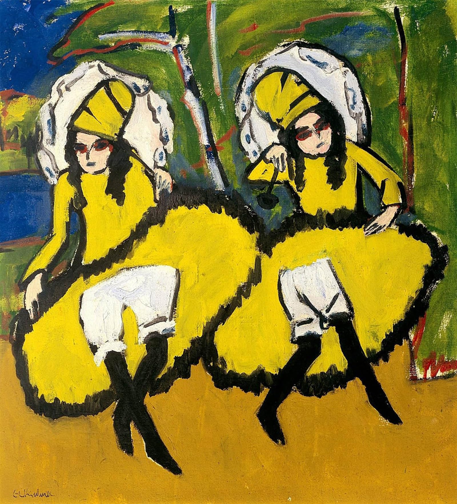 RZHRHJES Famous Painting Poster Art Canvas Print Retro Picture Two dancers by Ernst Ludwig Kirchner Poster Wall Art for Home Decor 60x90cm