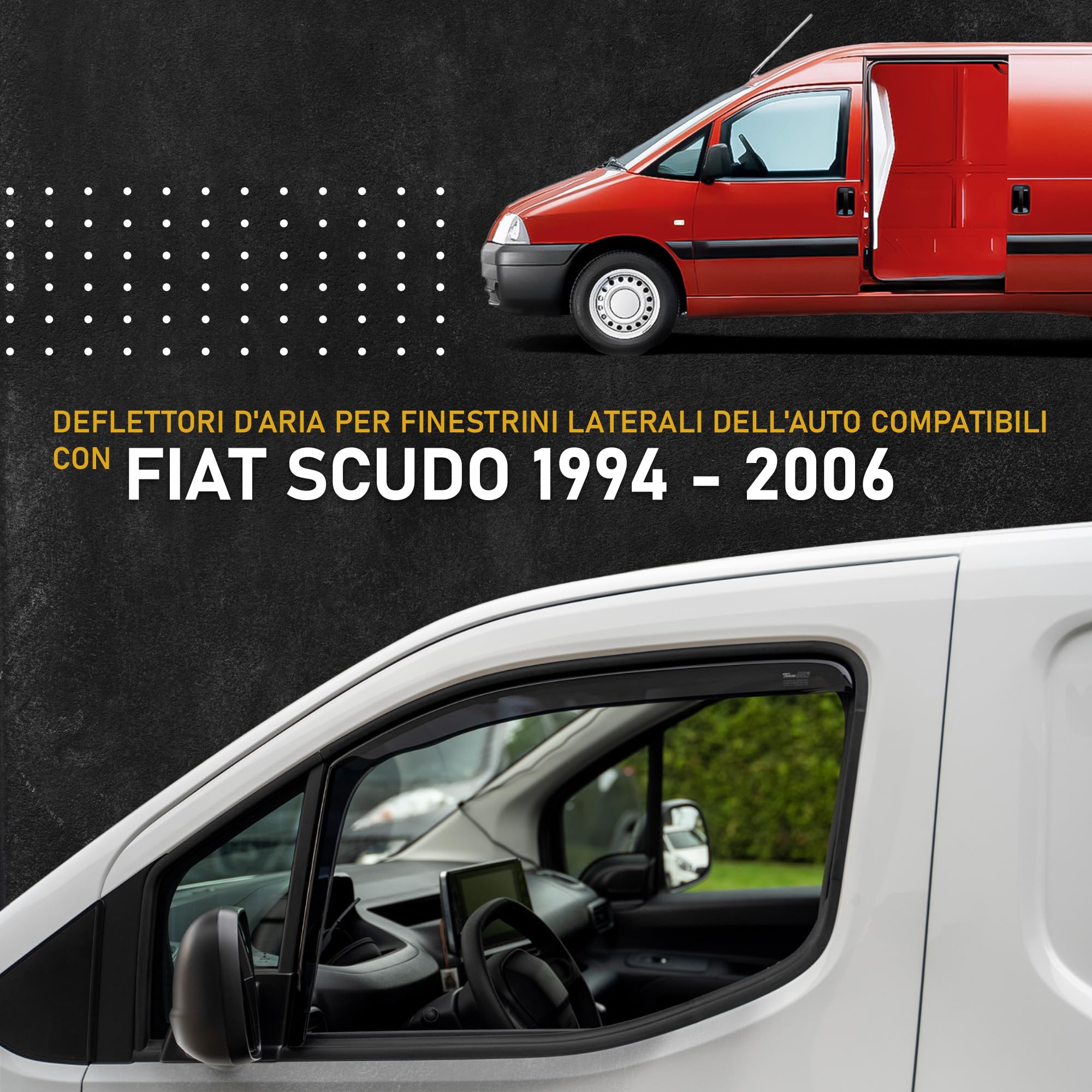 HEKO - Compatibile con Fiat Scudo 1994-2006 Deflettori per Vetri Laterali; Anteriori; Due pezzi; Deflettori d’Aria Antipioggia, Antiturbo, Oscurati, Aerodinamici; Installazione Rapida e Semplice