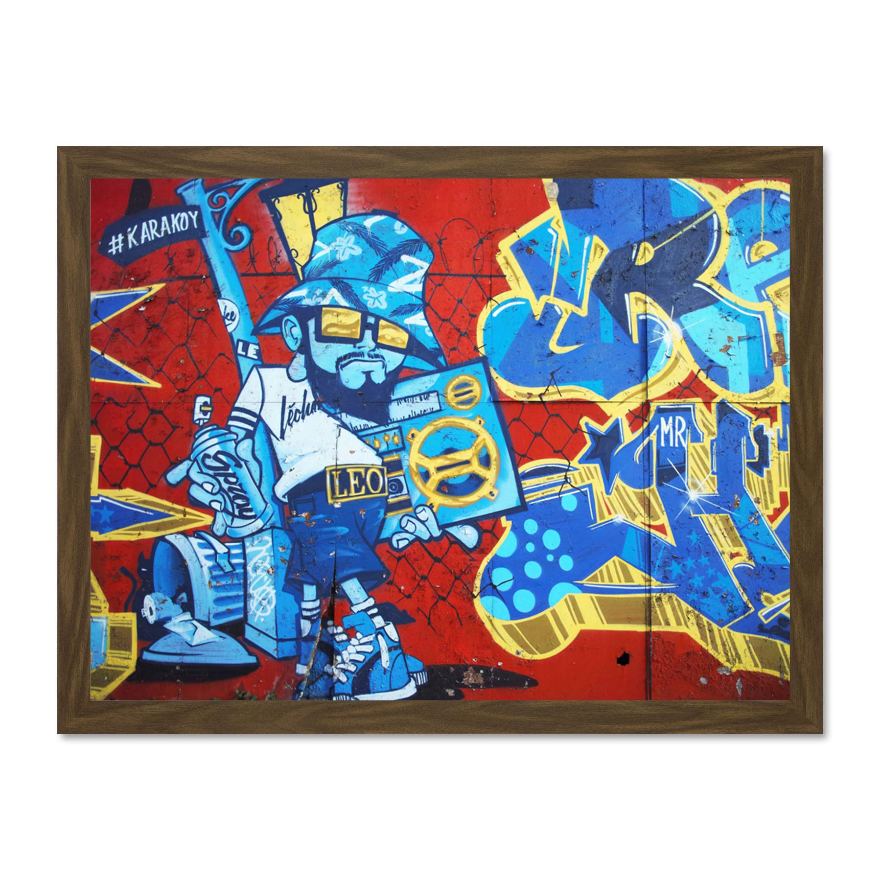 Graffiti Cool Guy Dude Boombox Large Framed Art Print Poster Wall Decor 18x24 inch