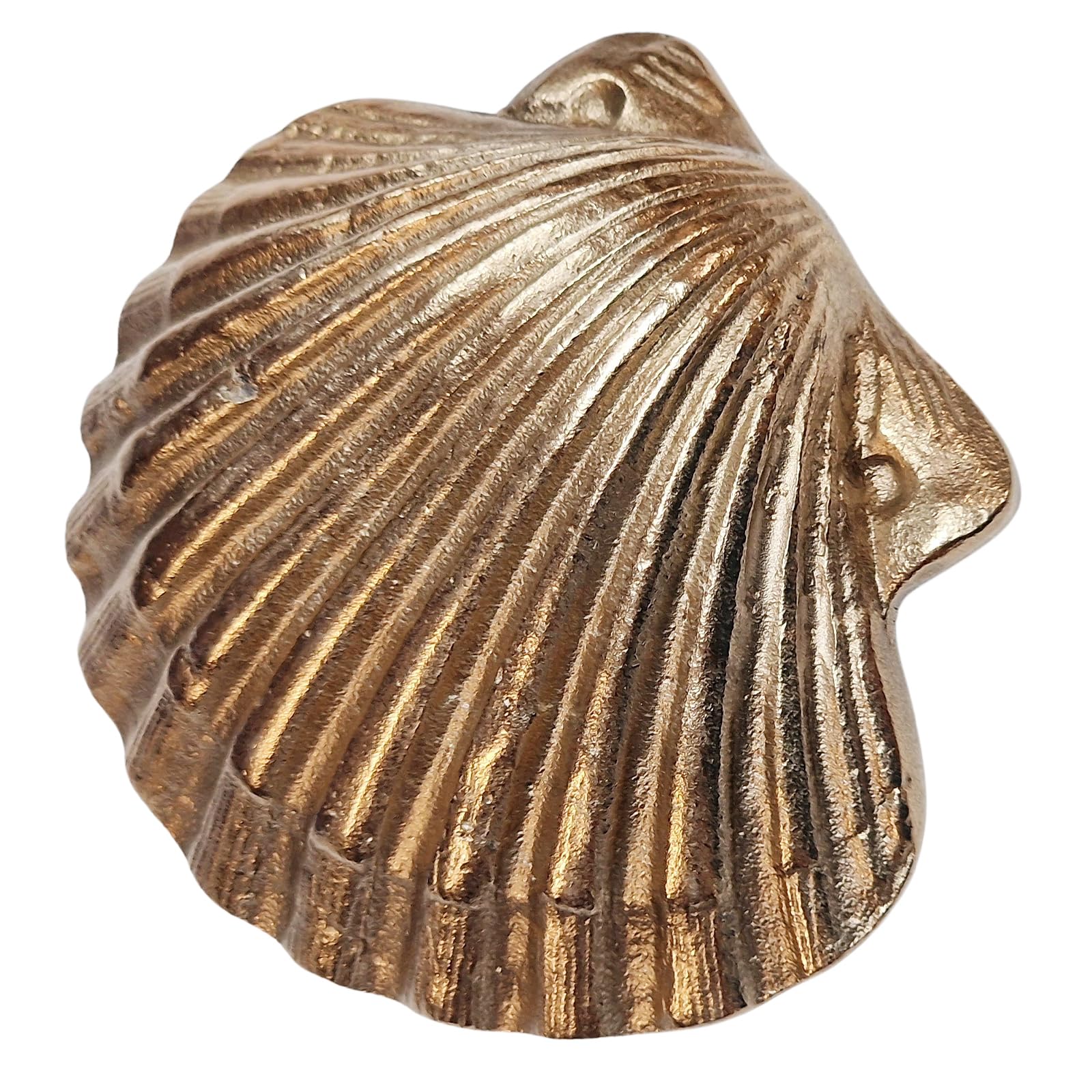 Herzmensch Concha de vieira dorada de bronce macizo, 11 x 9 cm, decoración marítima, regalo para el Camino de Santiago para cumpleaños o comunión boda